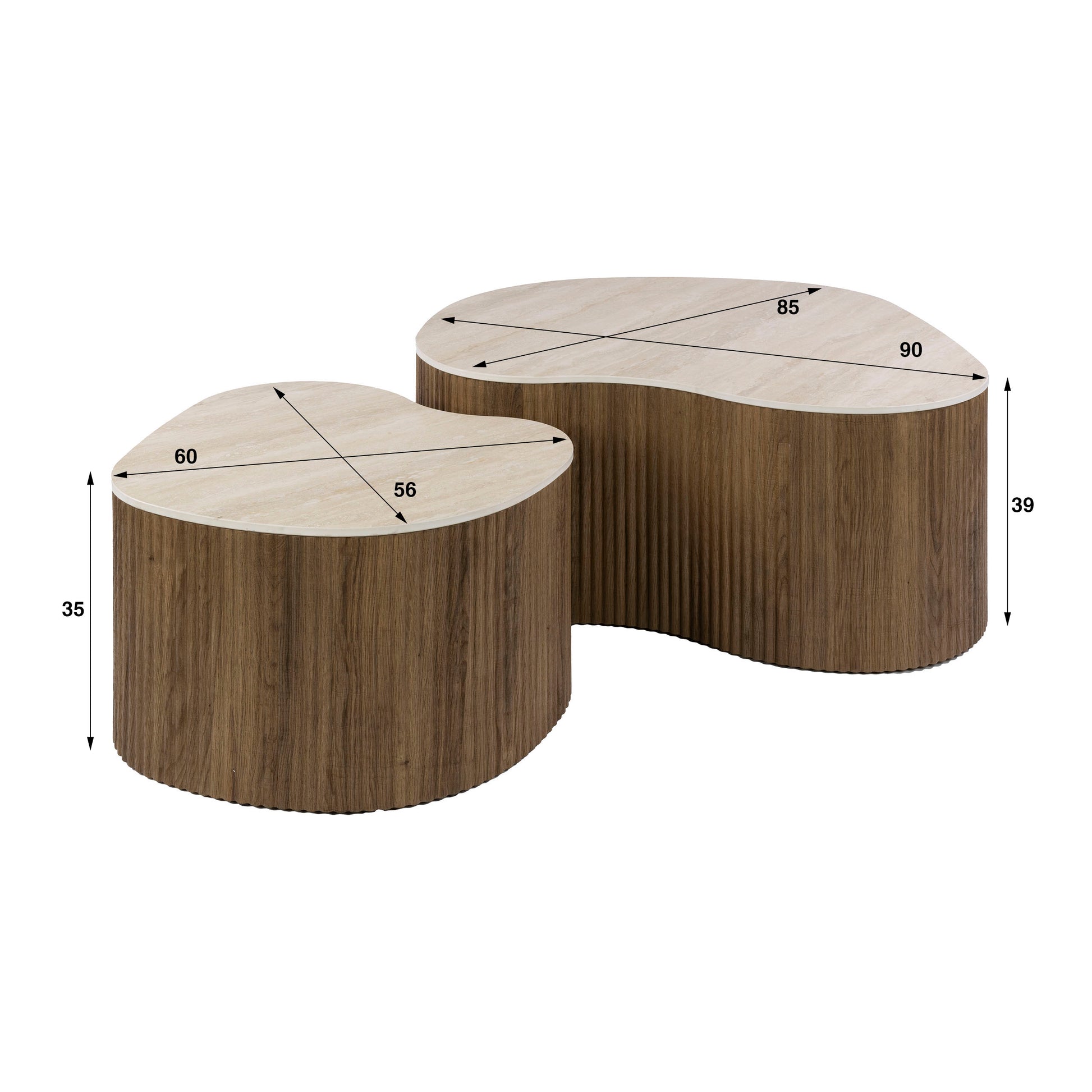 Salontafel Ceramo medio set van 2 / 3D keramiek travertin