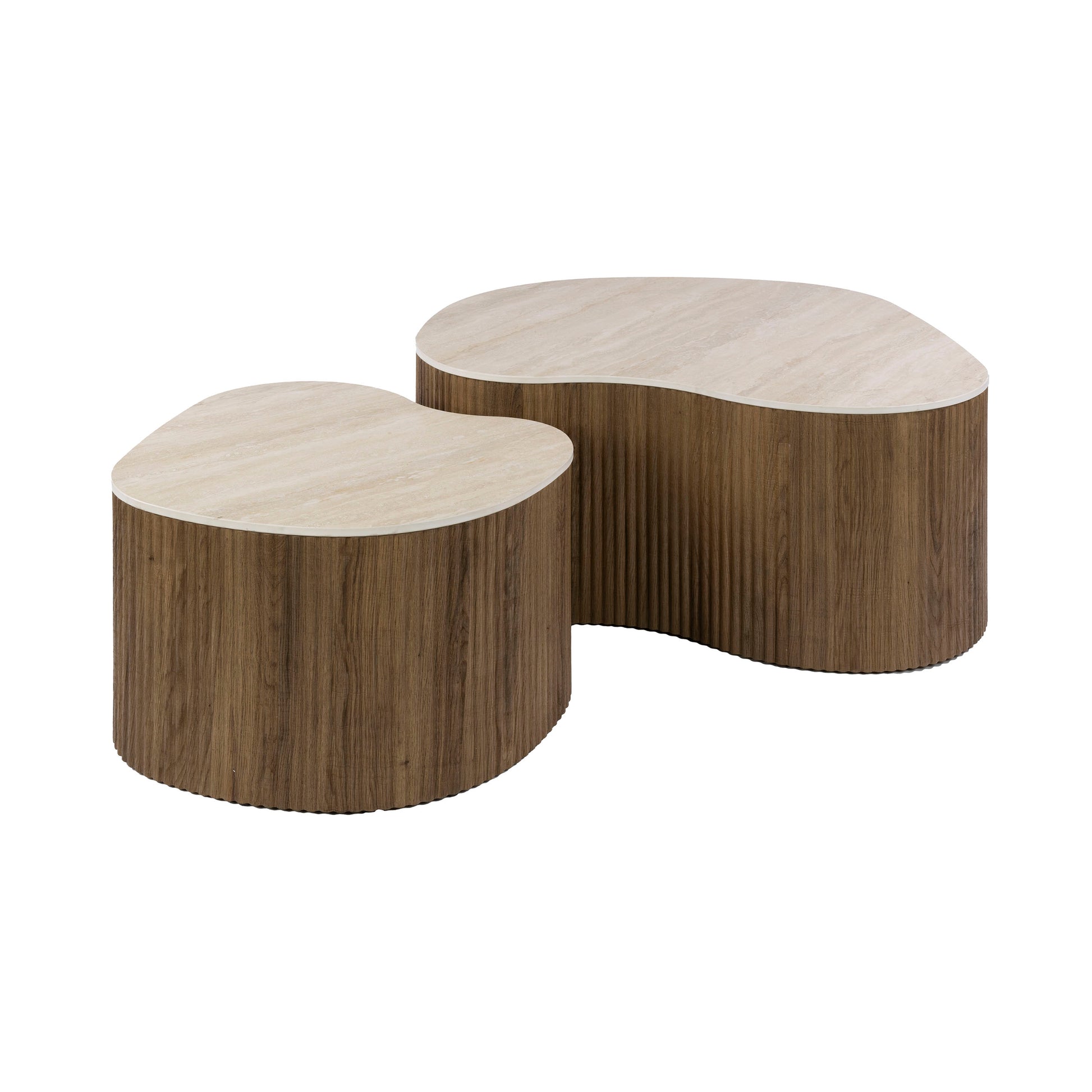 Salontafel Ceramo medio set van 2 / 3D keramiek travertin