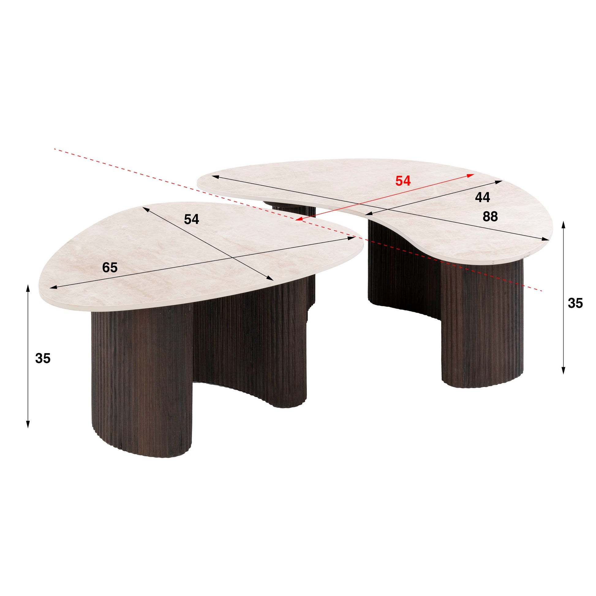 Salontafel Ceramo organisch set van 2 / 3D keramiek Taj Mahal