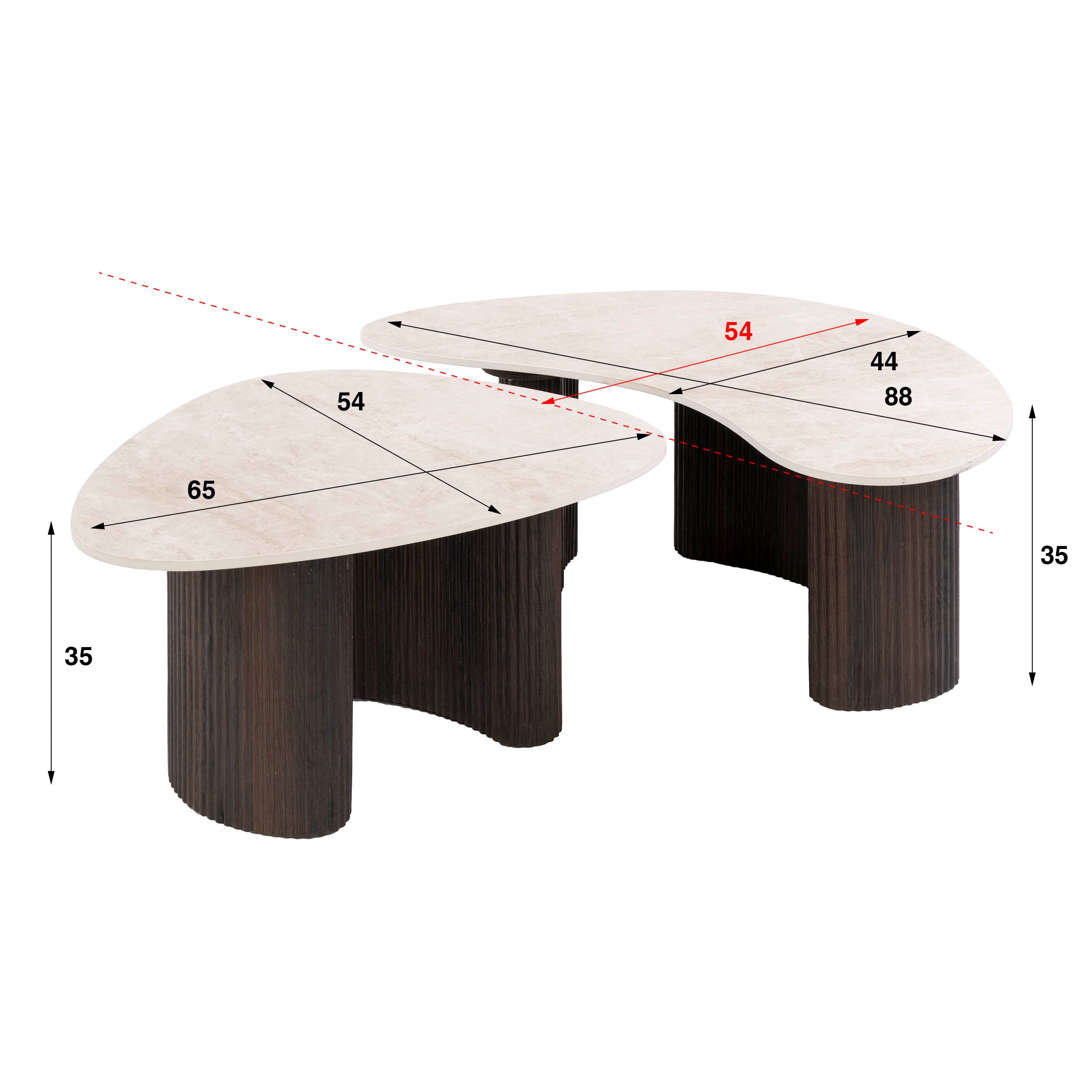 Salontafel Ceramo organisch set van 2 / 3D keramiek Taj Mahal