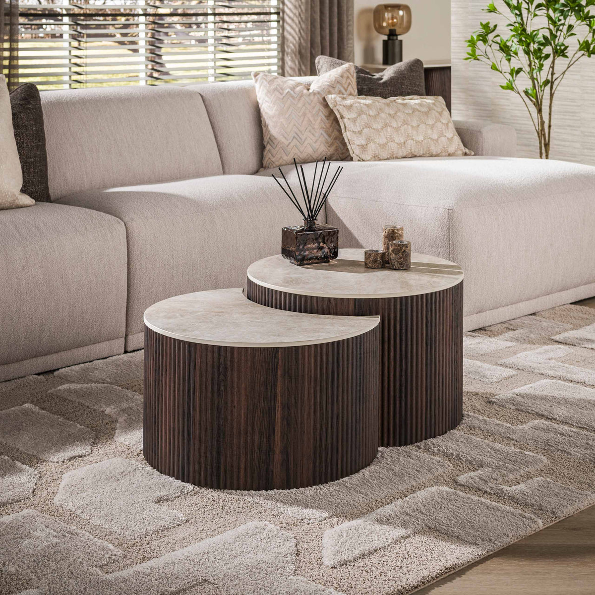 Salontafel Ceramo half rond set van 2 / 3D keramiek Taj Mahal