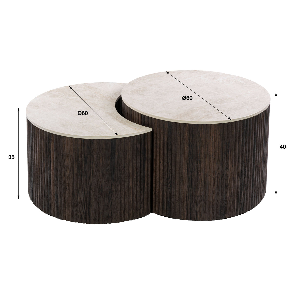 Salontafel Ceramo half rond set van 2 / 3D keramiek Taj Mahal