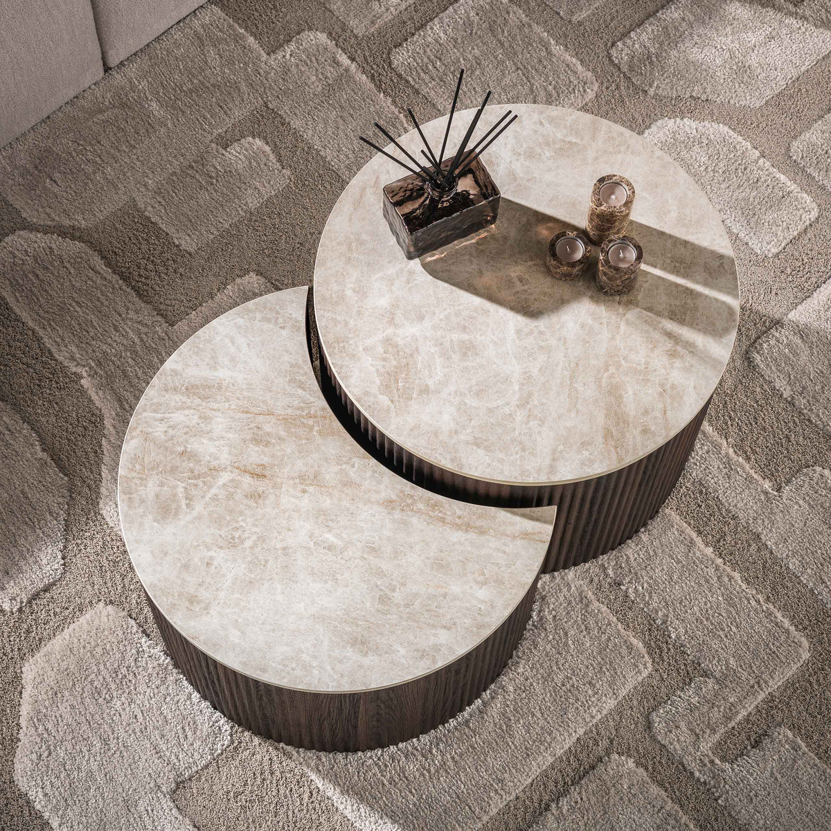 Salontafel Ceramo half rond set van 2 / 3D keramiek Taj Mahal