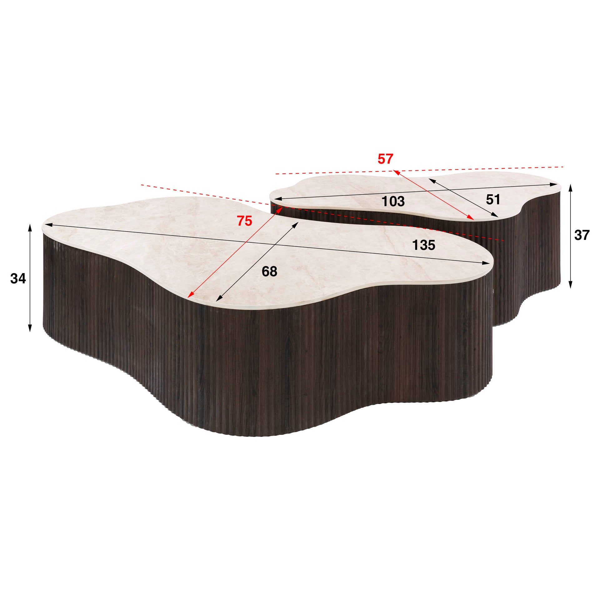 Salontafel Ceramo grande set van 2 / 3D keramiek Taj Mahal