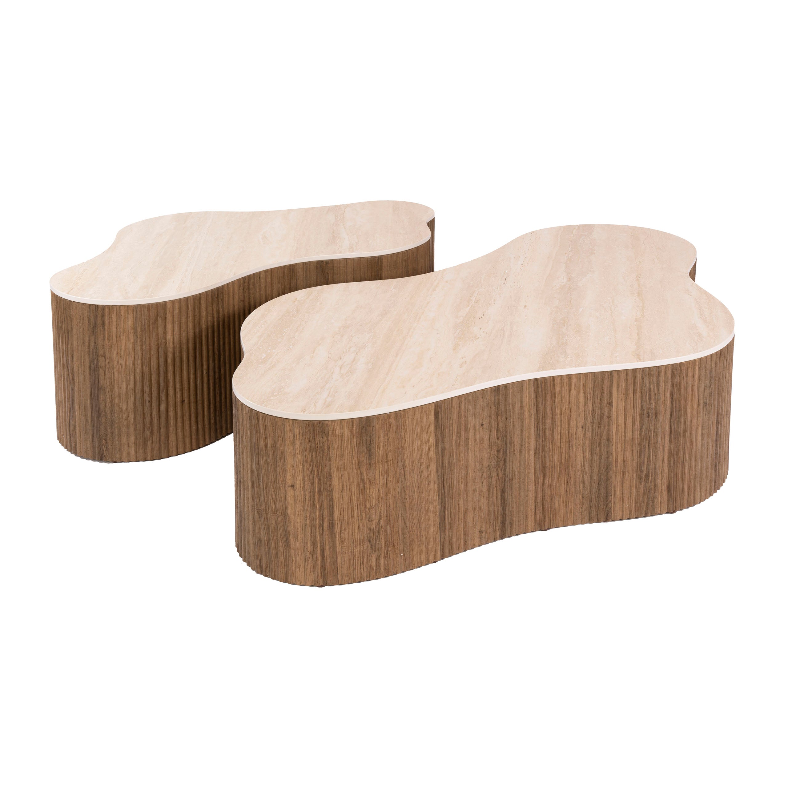 Salontafel Ceramo grande set van 2 / 3D keramiek travertin