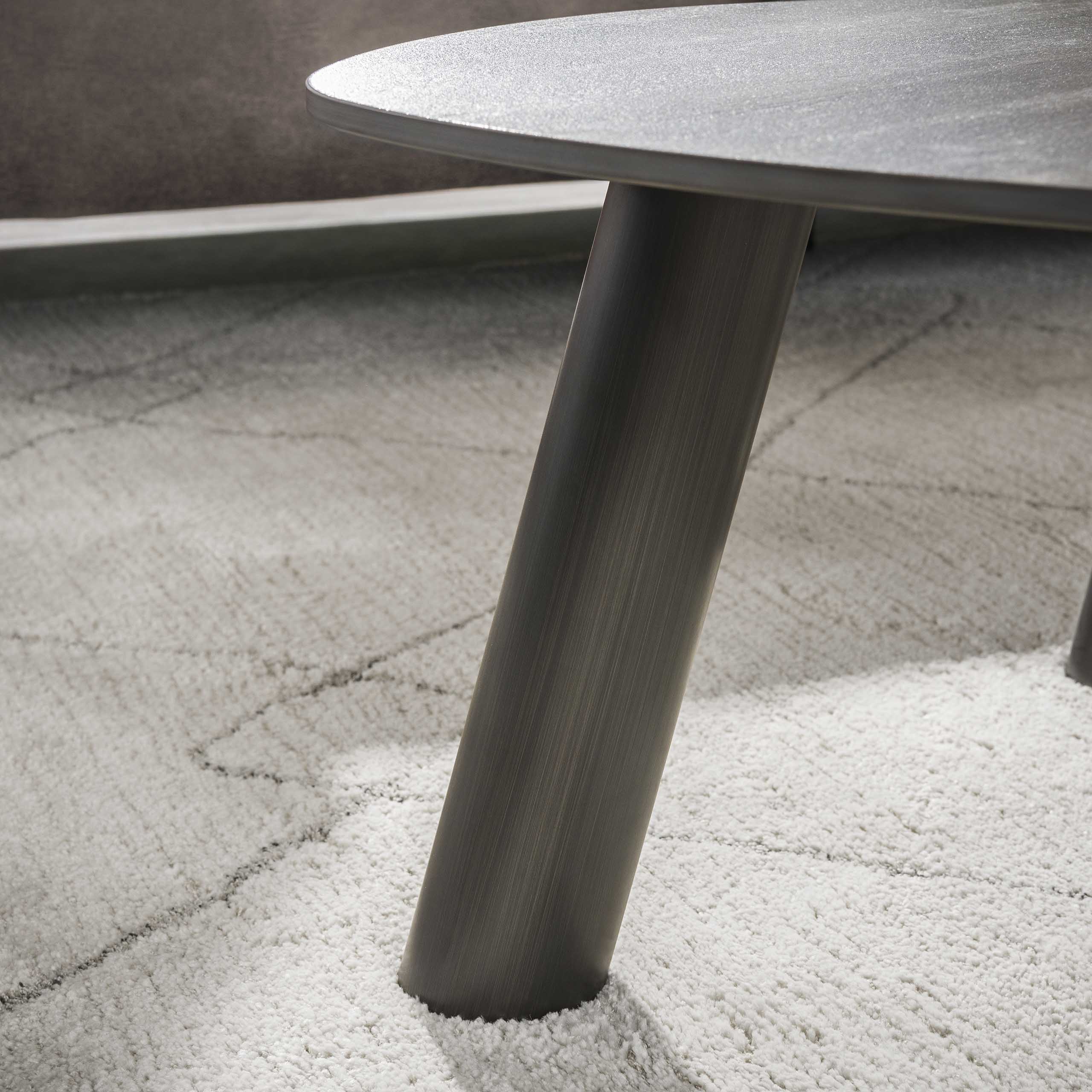 Salontafel Twin Log Set Van 2 3D Keramiek Travertin Zwart Grijs