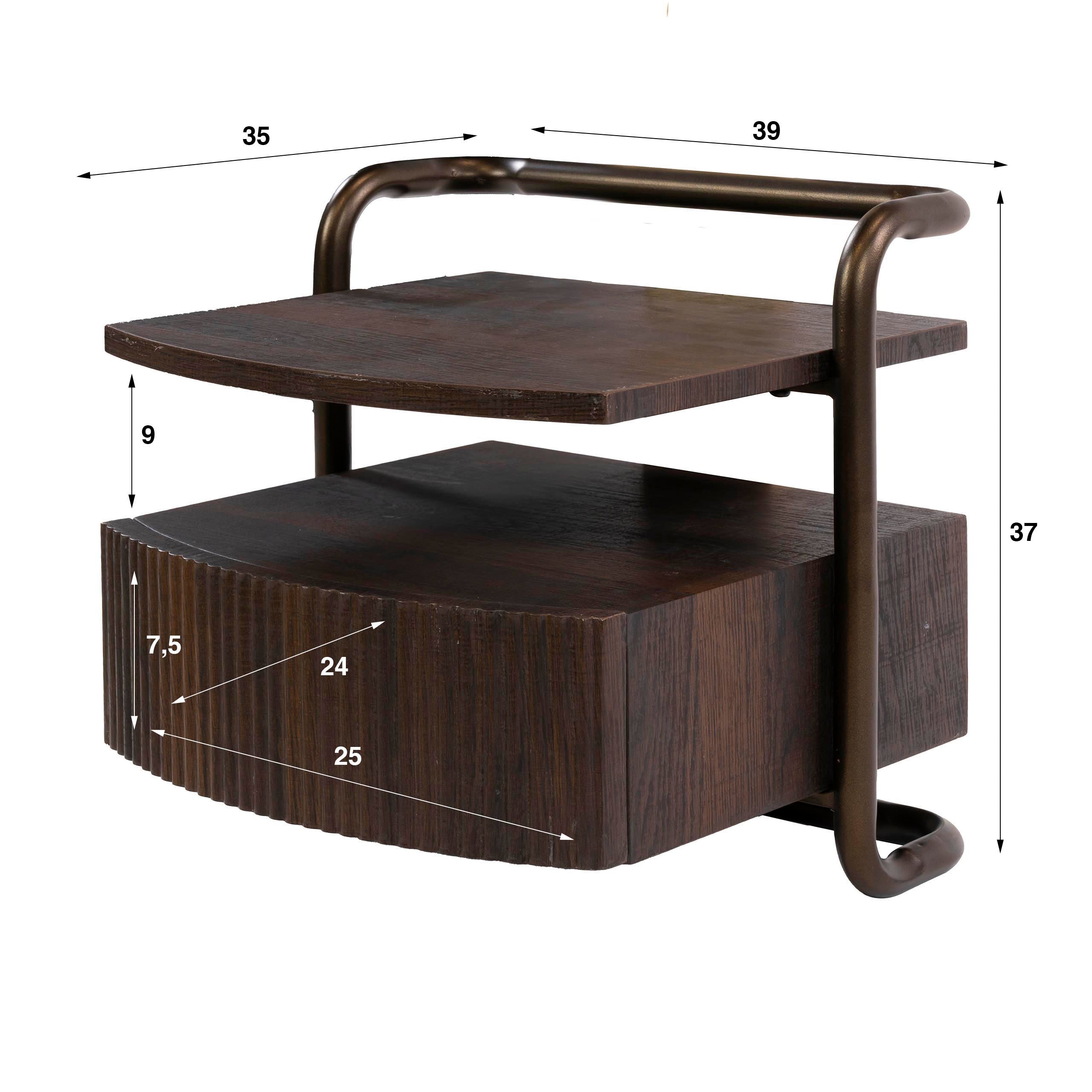 Nachtkastje Bend zwevend 1 lade / 3D eiken donkerbruin