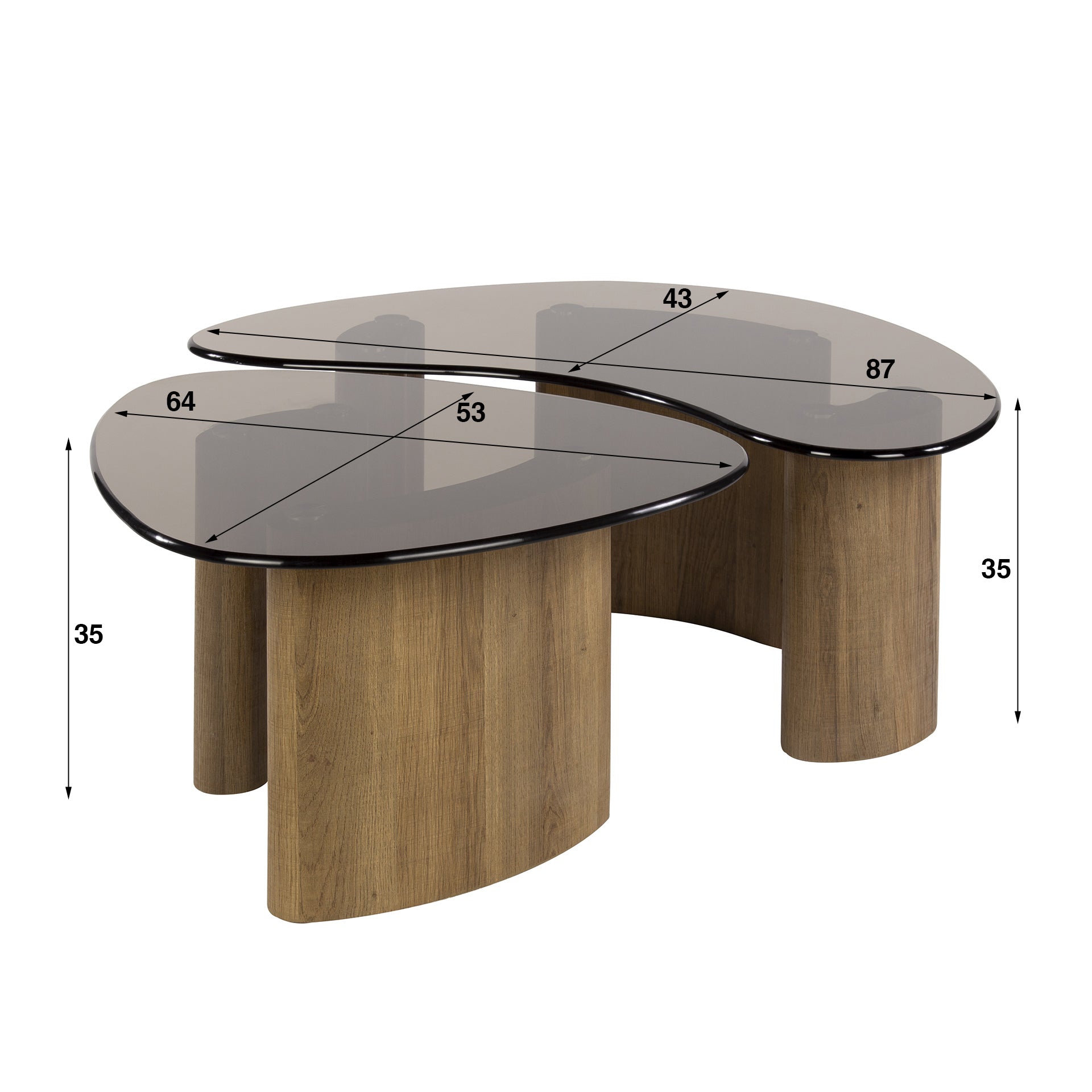 Salontafel Tinto Organisch Set Van 2 Brons Glas