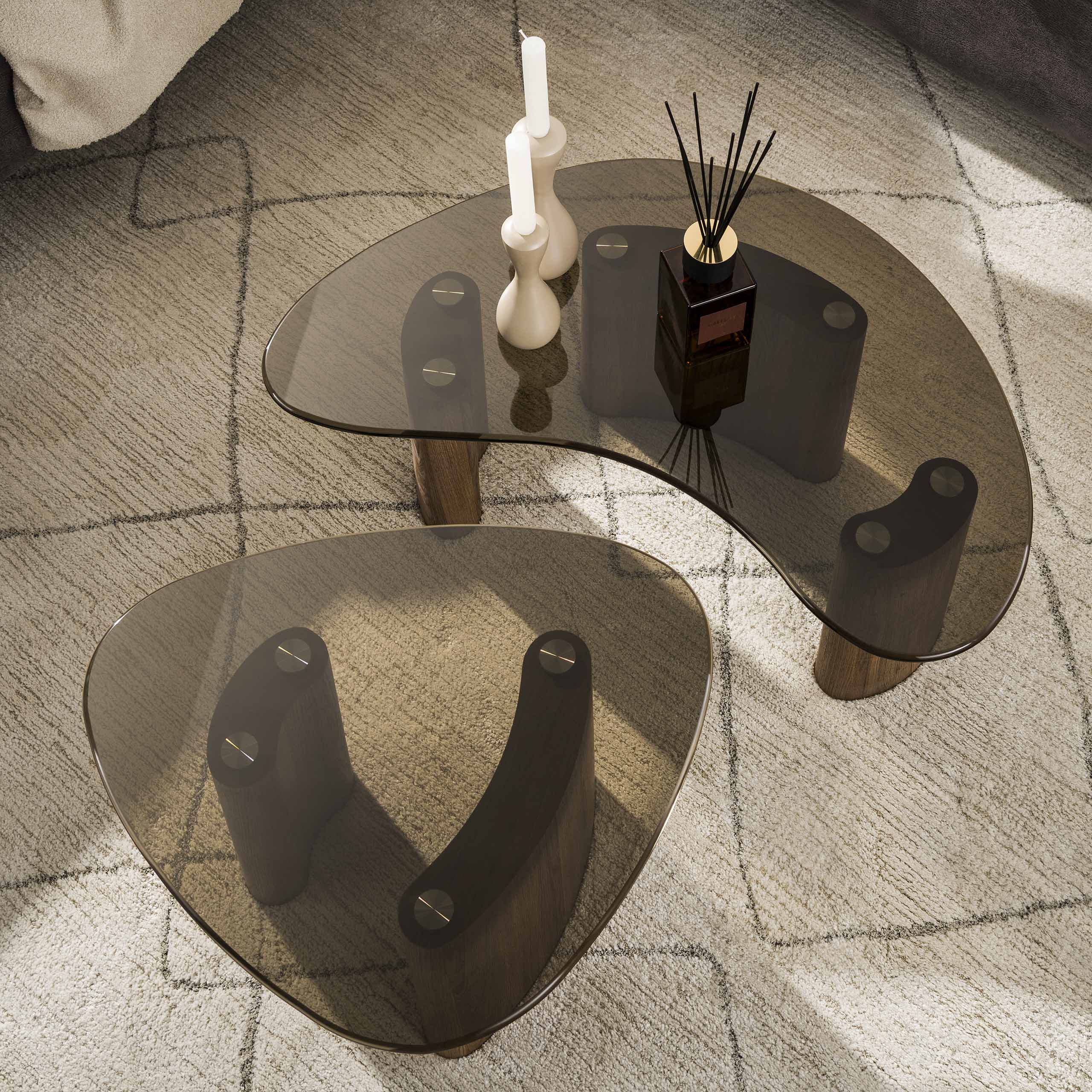 Salontafel Tinto Organisch Set Van 2 Brons Glas