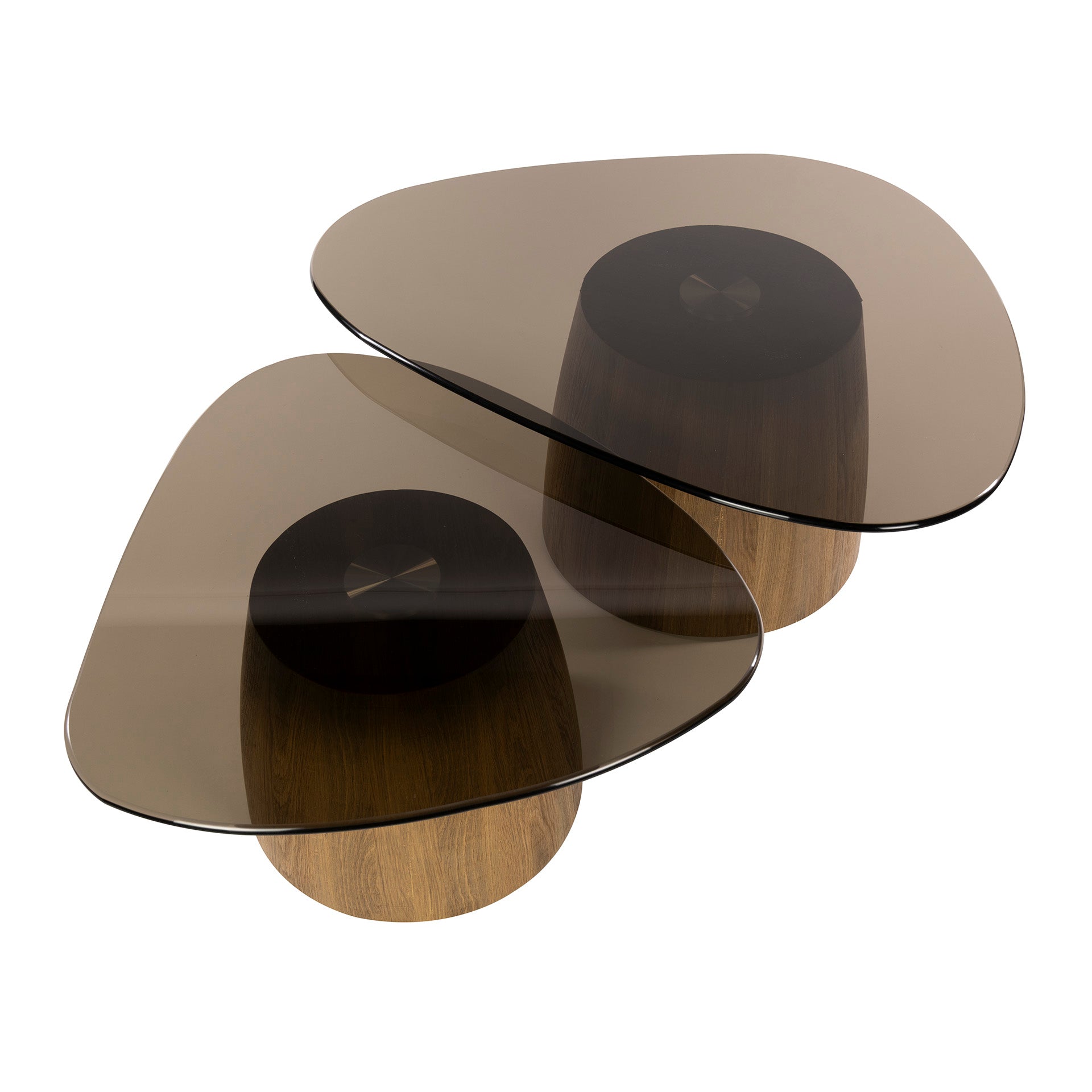 Salontafel Tinto Driehoekig Set Van 2 Brons Glas