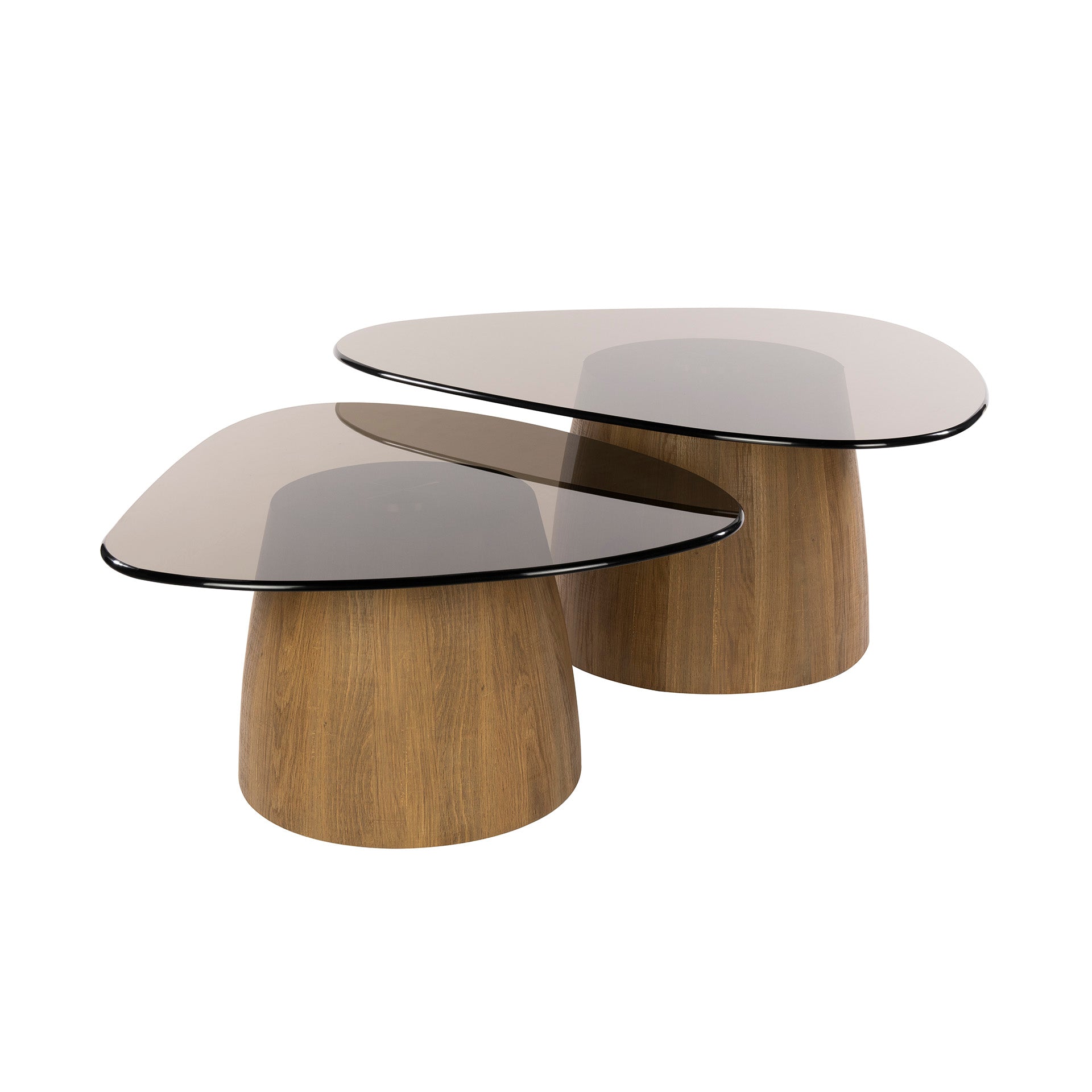 Salontafel Tinto Driehoekig Set Van 2 Brons Glas