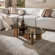 Salontafel Tinto rond set van 2 / Brons glas