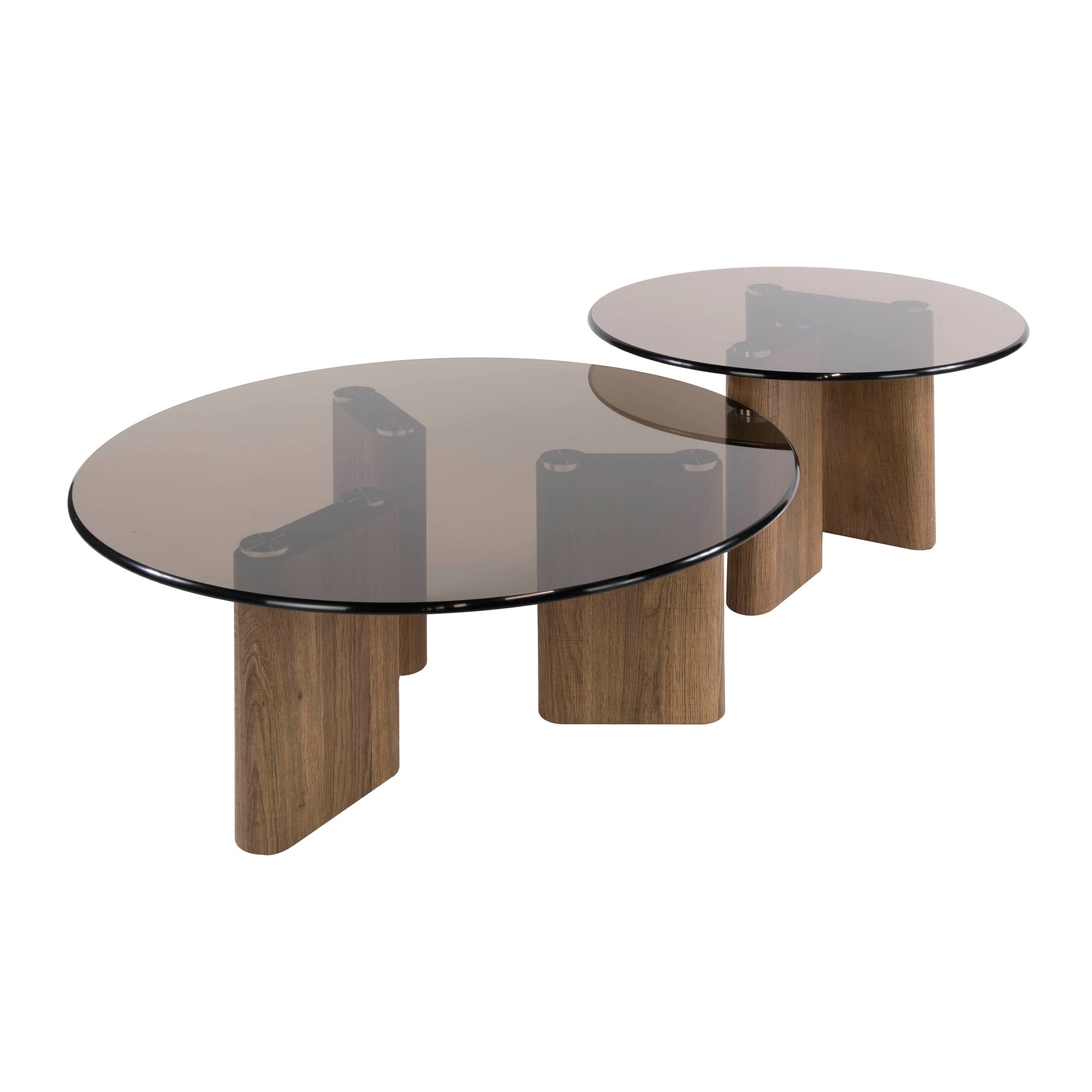 Salontafel Tinto rond set van 2 / Brons glas