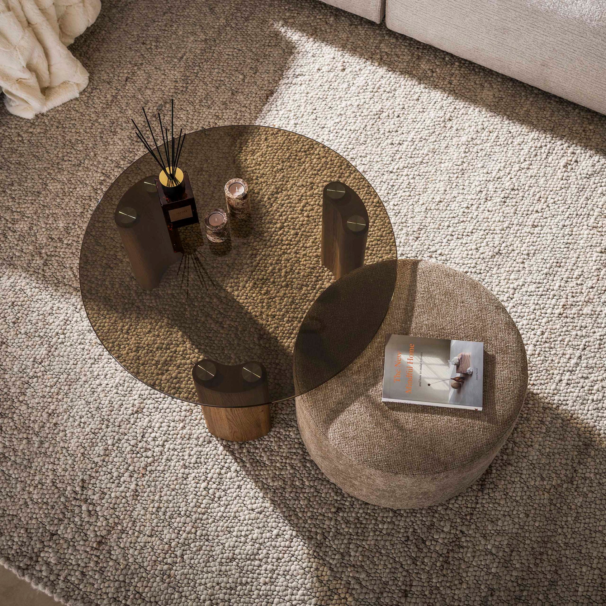 Salontafel Tinto pouf set van 2 / Brons glas
