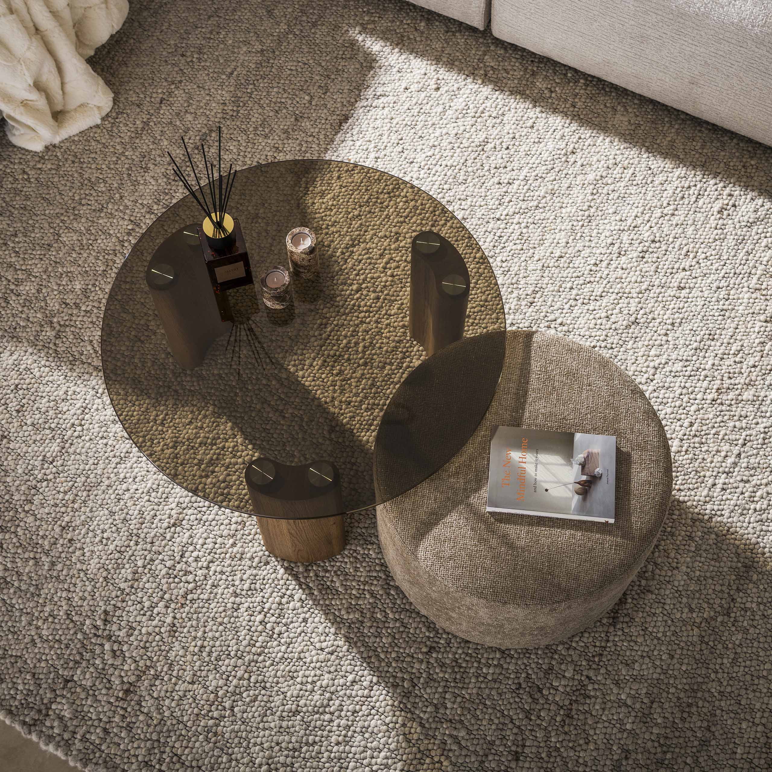 Salontafel Tinto pouf set van 2 / Brons glas