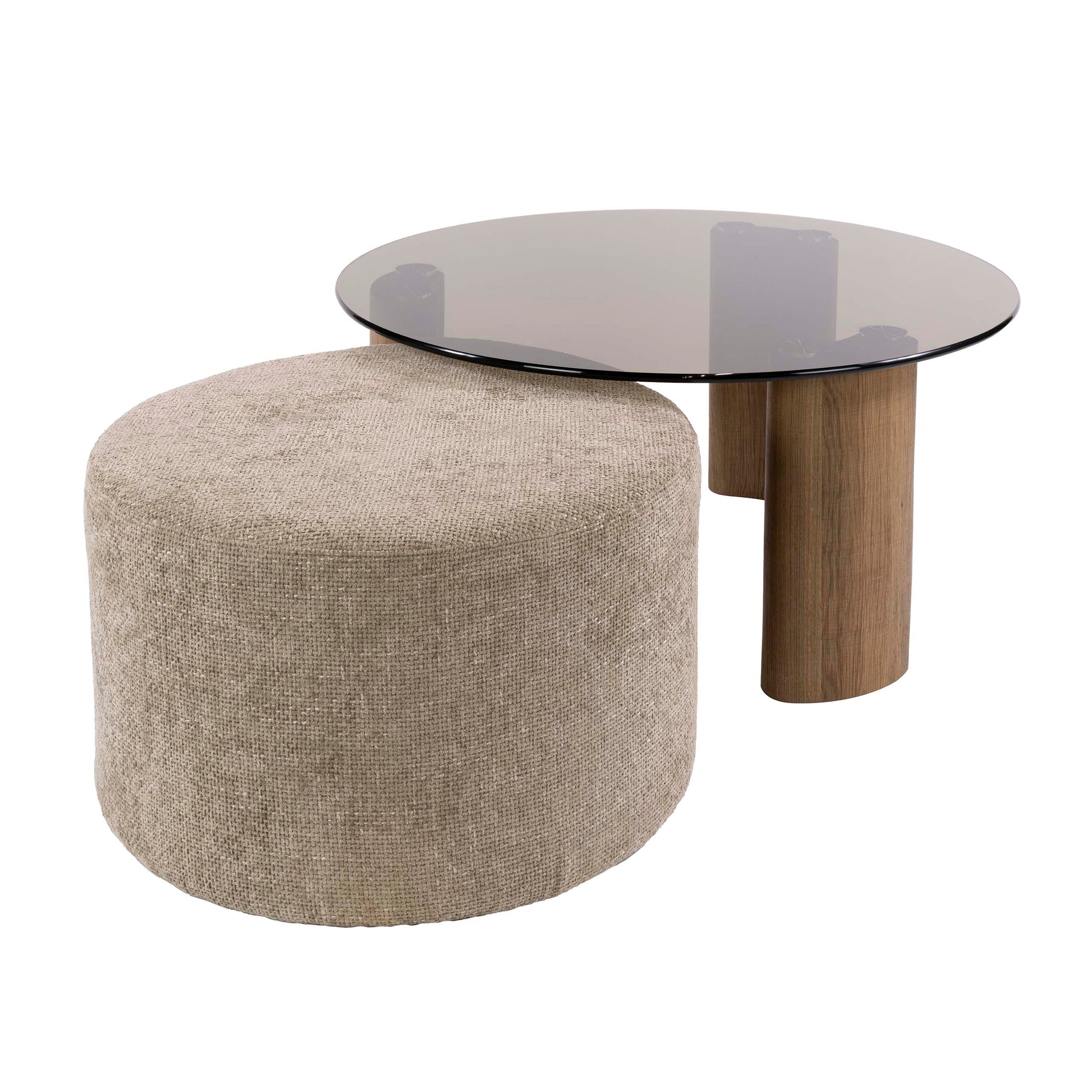 Salontafel Tinto pouf set van 2 / Brons glas