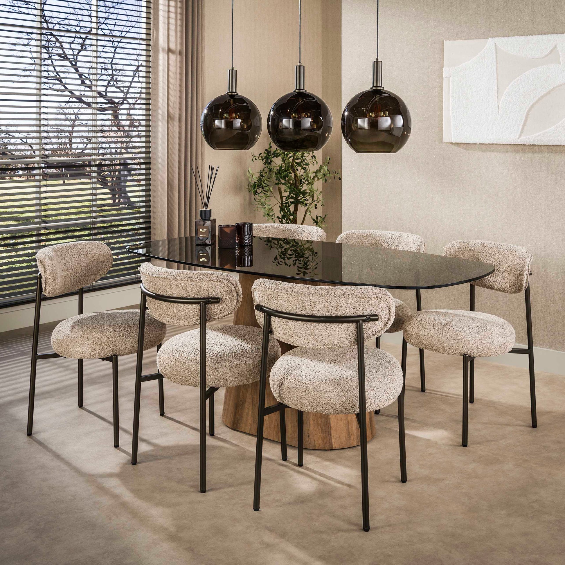 Eettafel Tinto Centro deens ovaal 180cm / Brons glas