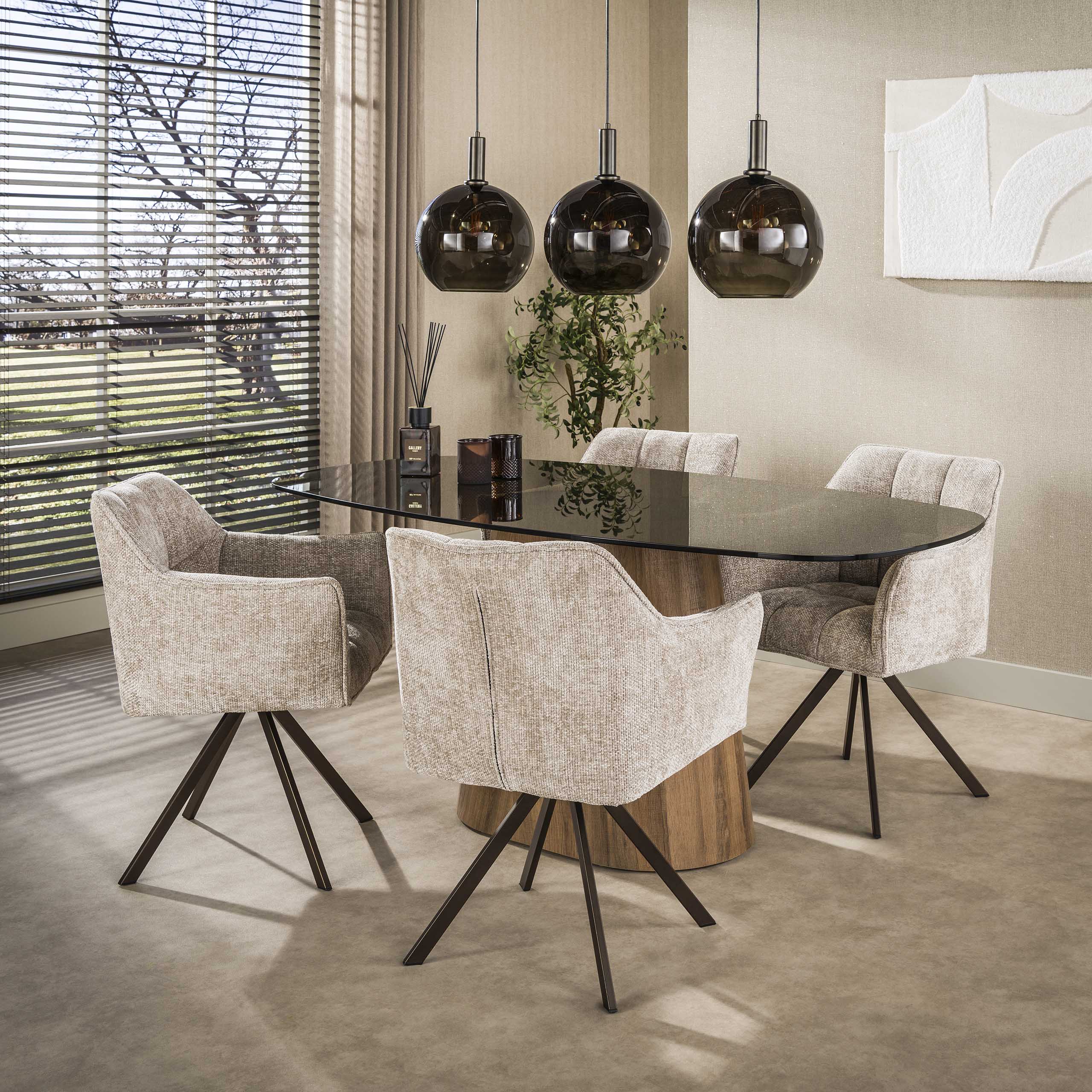 Eettafel Tinto Centro deens ovaal 180cm / Brons glas
