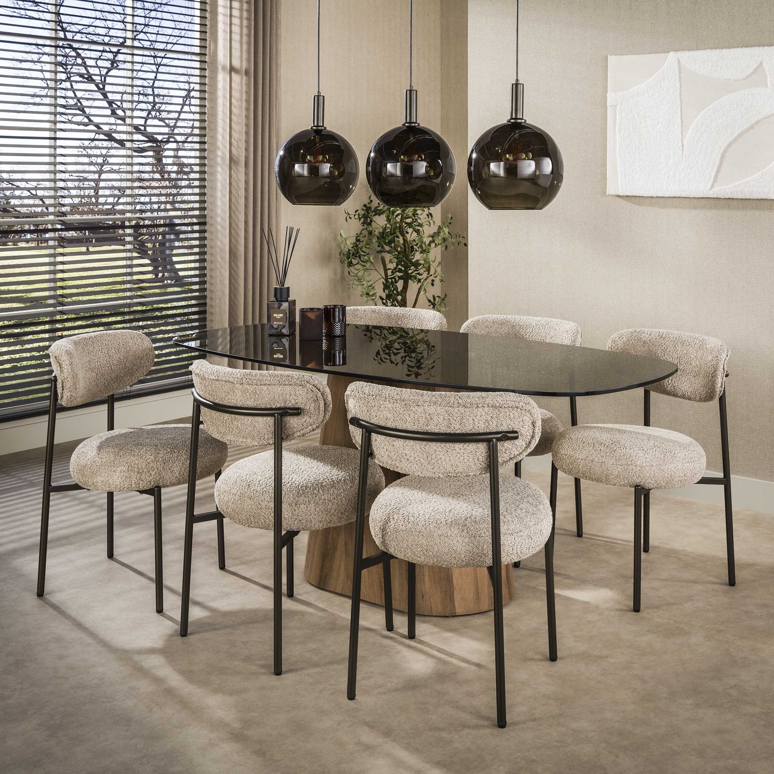 Eettafel Tinto Centro deens ovaal 215cm / Brons glas