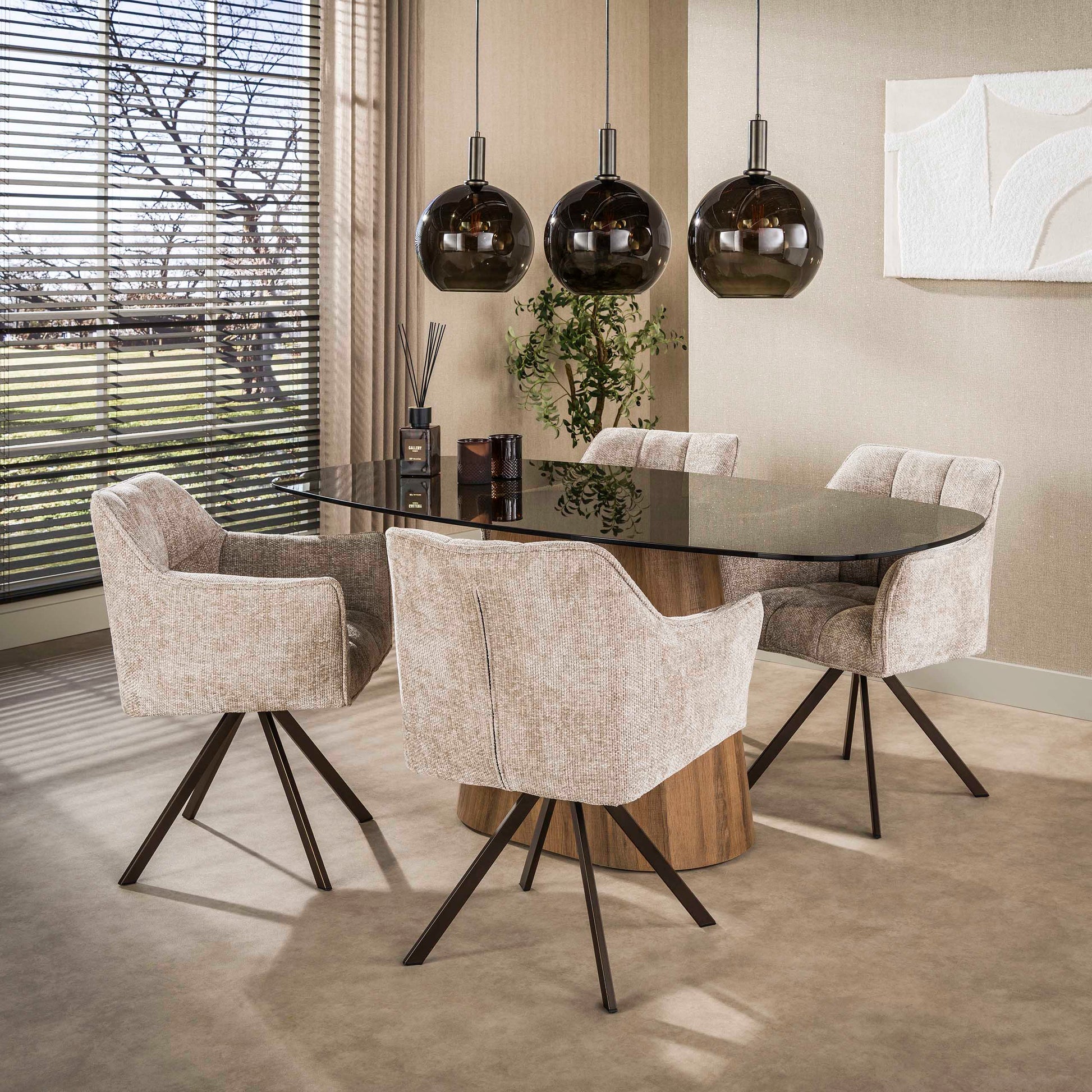 Eettafel Tinto Centro deens ovaal 215cm / Brons glas
