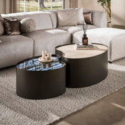 Salontafel Metal organisch set van 2 / 3D keramiek travertin