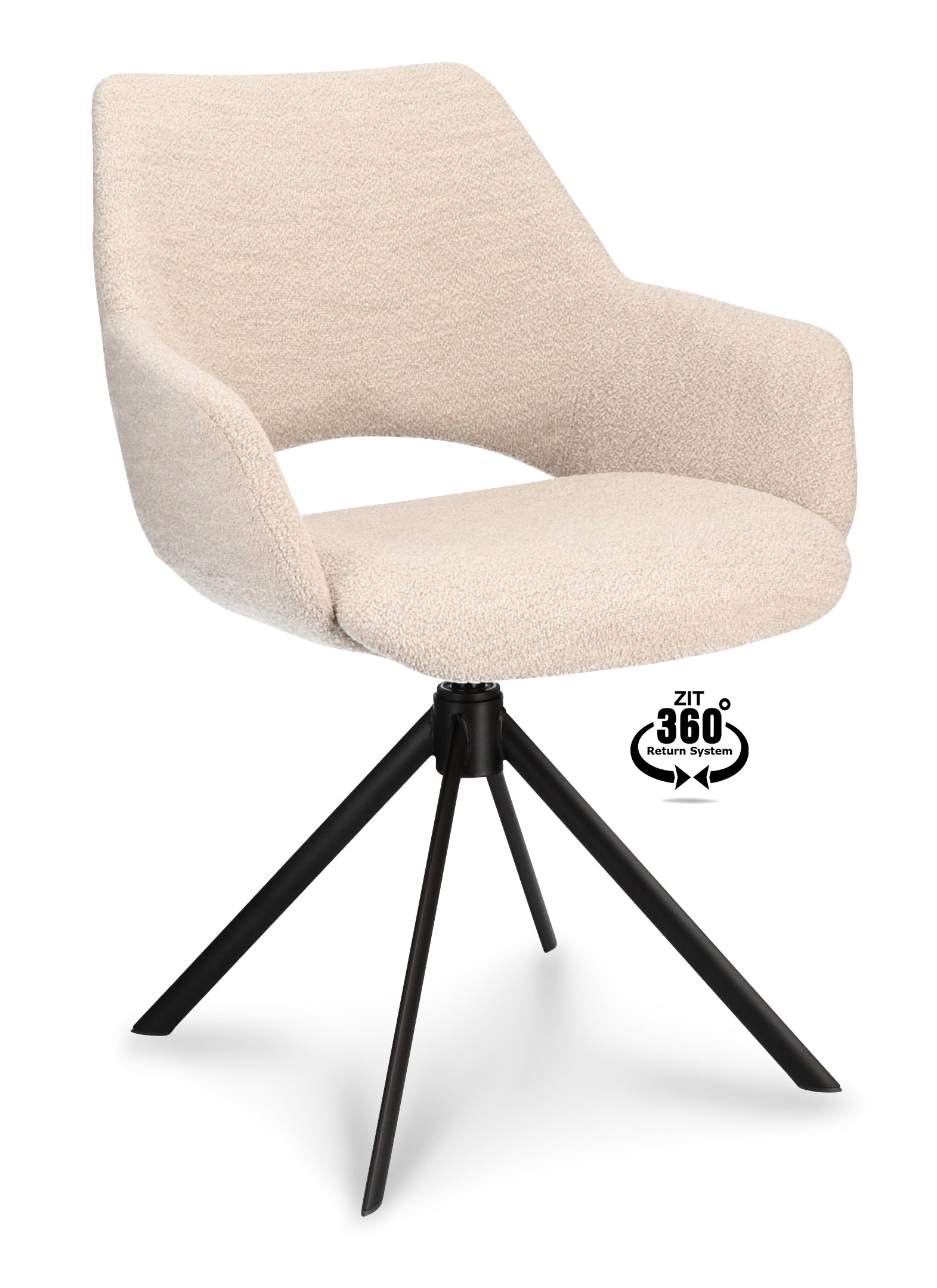Armstoel Ahsoka Stof Alpine Natural Leg Black 360° Return-system