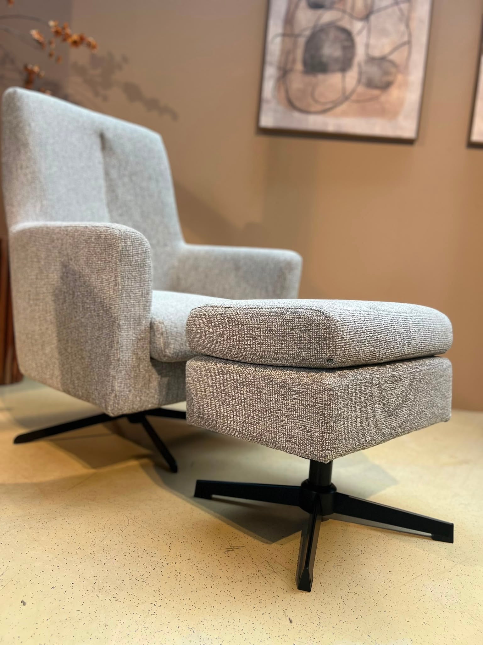 Fauteuil Wales Clay – Draaibare Relaxfauteuil met Hoge Rug (Stof Lodge)