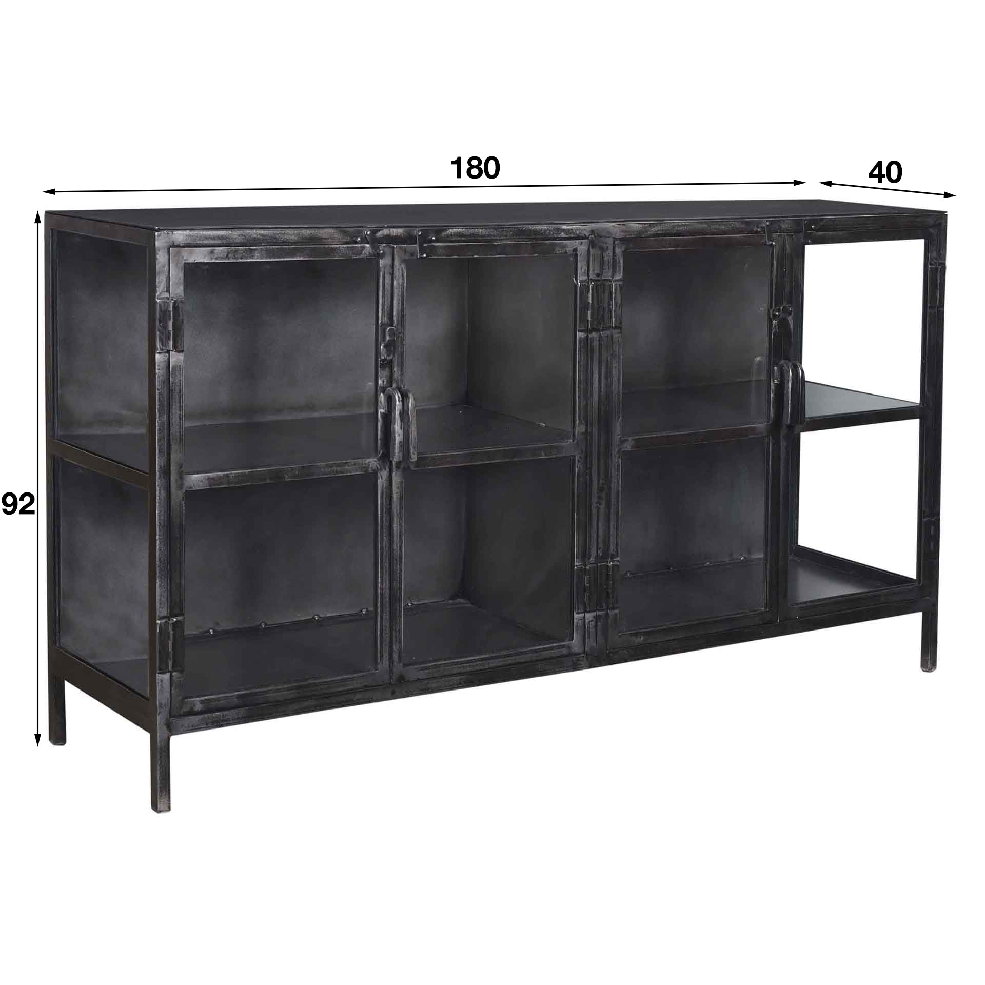 Dressoir Rift Metal 4 Deuren Gunmetal