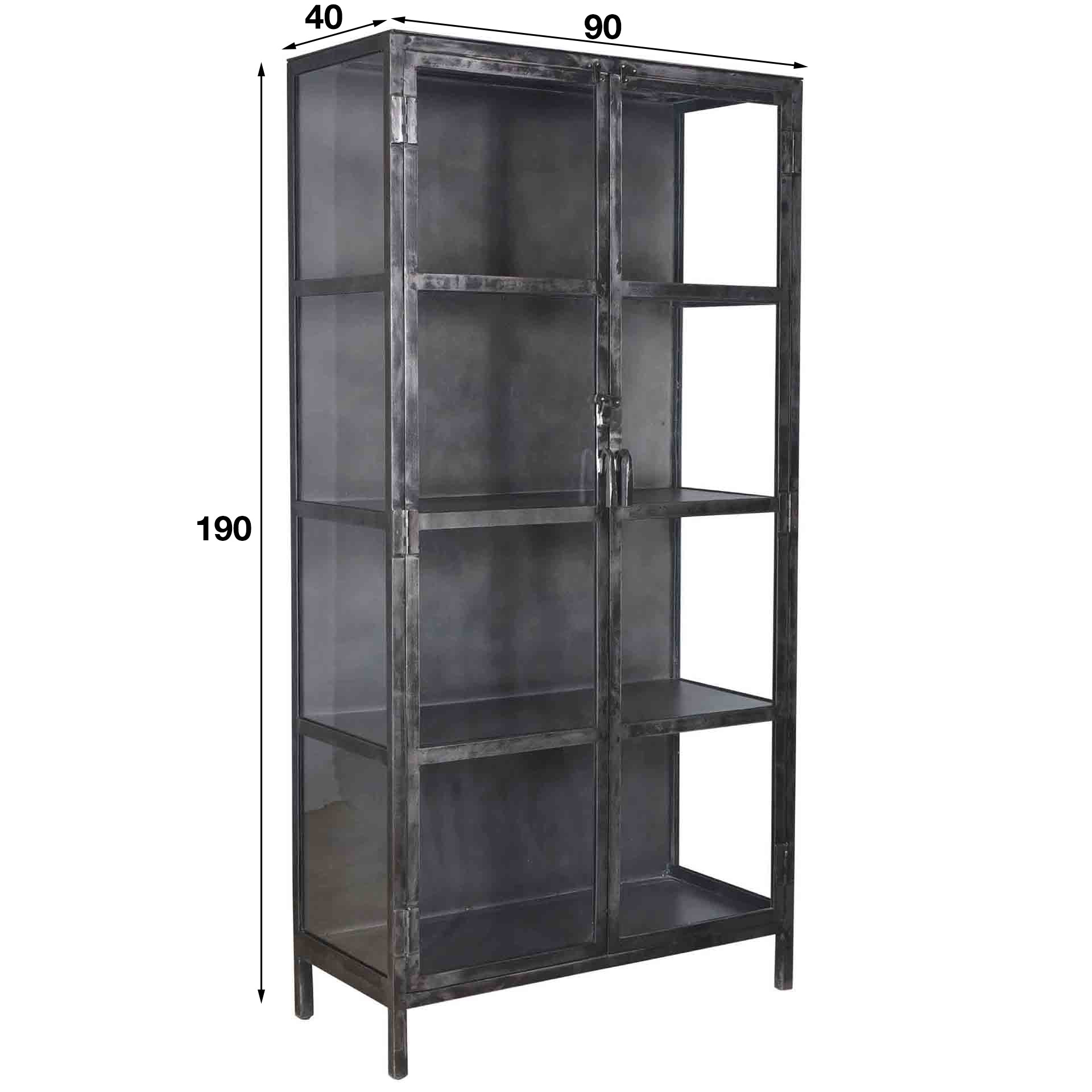 Vitrinekast Rift Metal 2 Deuren Gunmetal