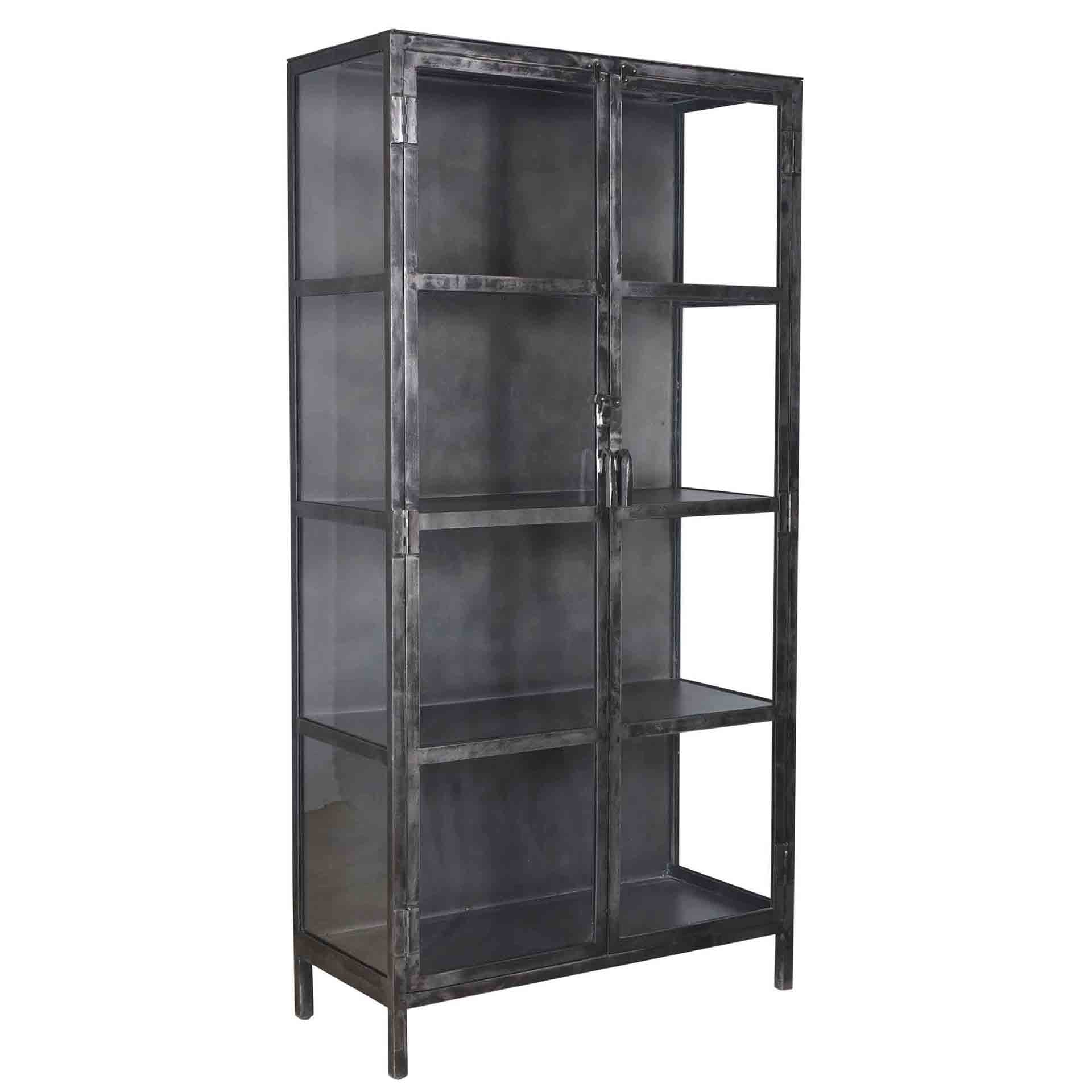 Vitrinekast Rift Metal 2 Deuren Gunmetal