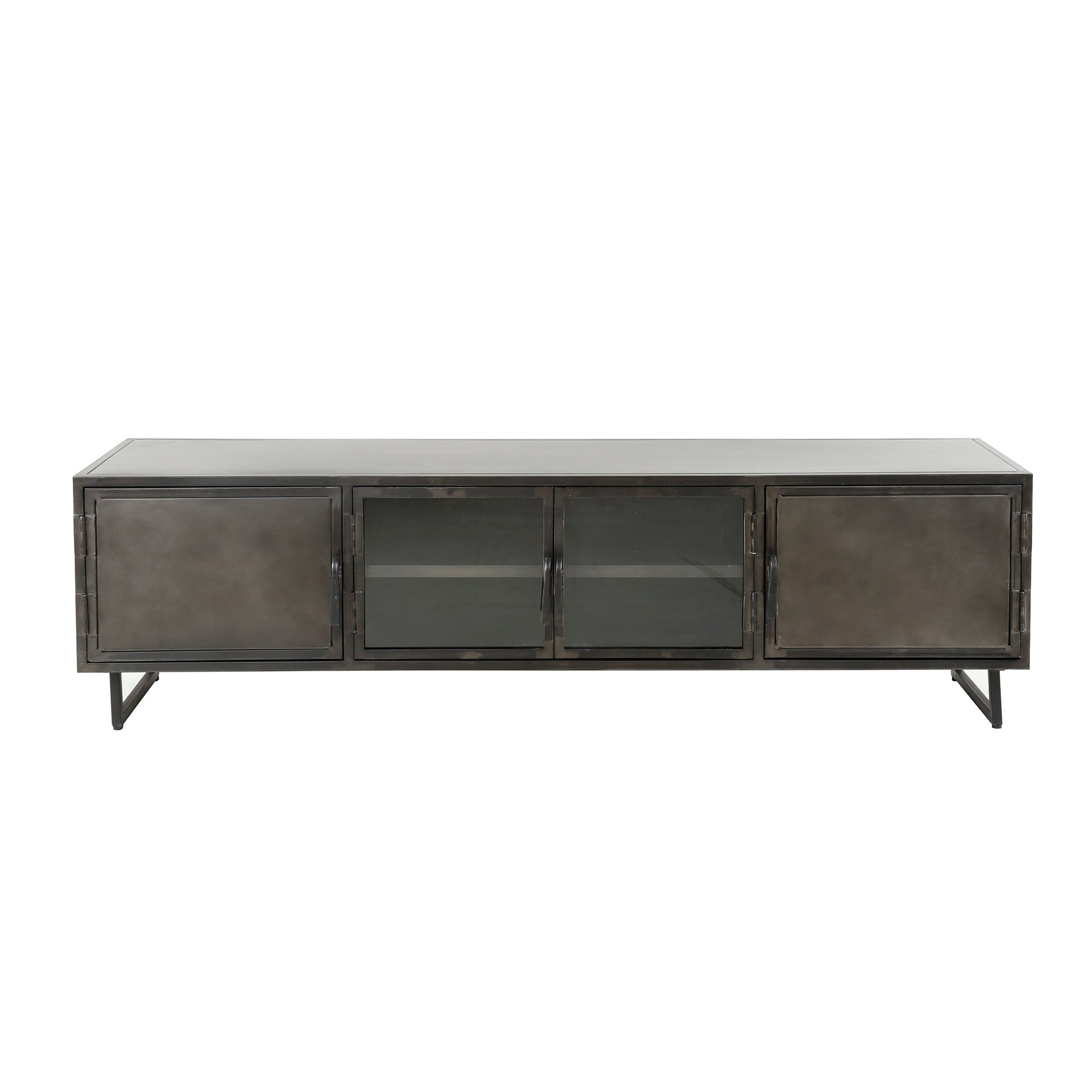 Tv Meubel Rift Metal 4 Deuren Gunmetal