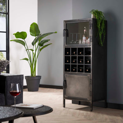 Wijnkast Rift Metal Gunmetal