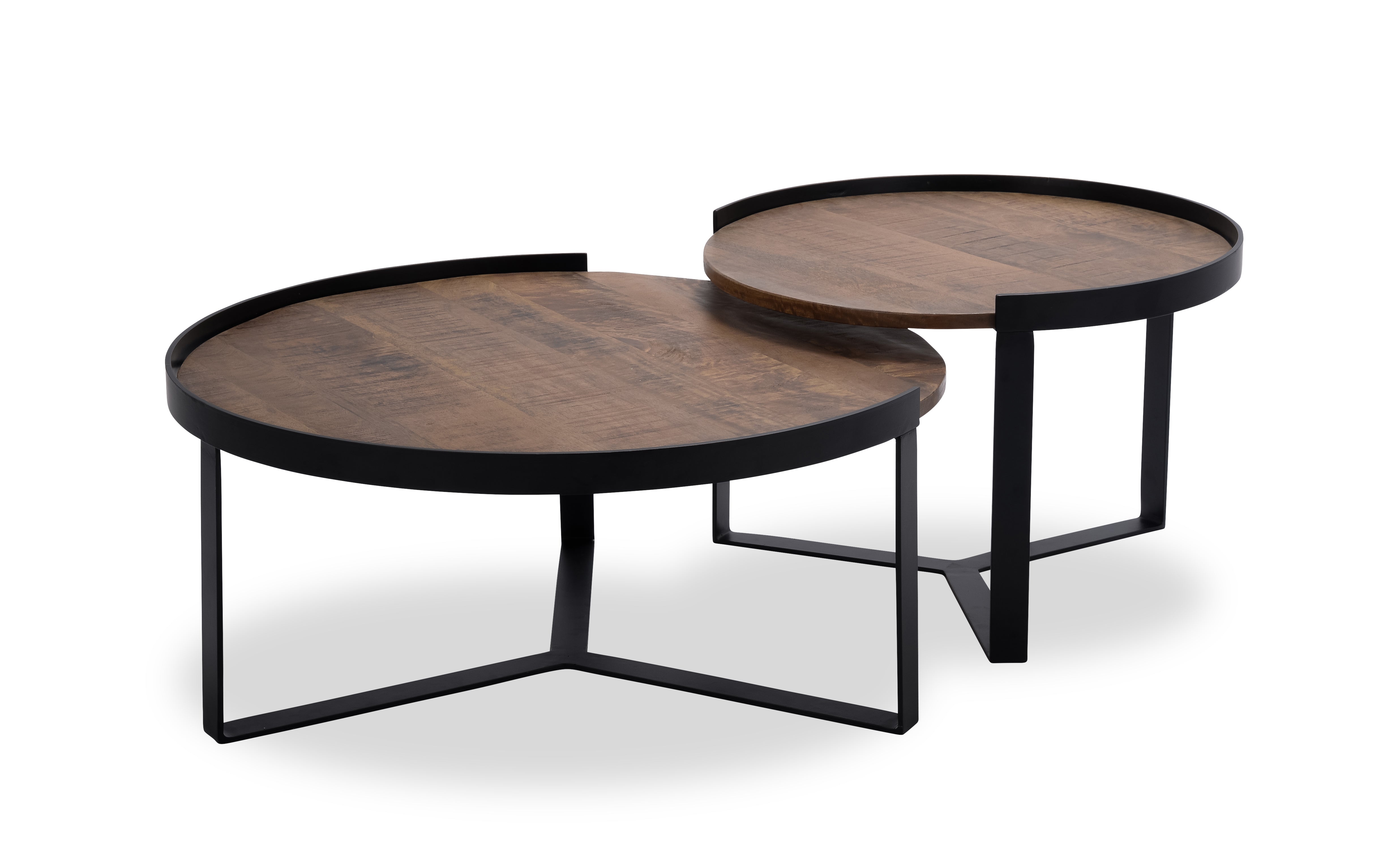Salontafel Hunt 006 (2-delig) Wood Natural Metal Matt Black