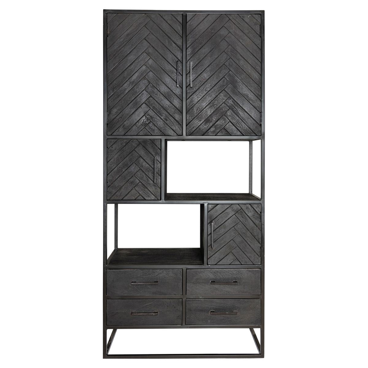 Vakkenkast New York Zwart Mangohout 90 cm