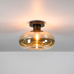 Plafondlamp Soll 1 Lichts Amber Glas