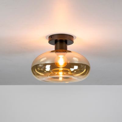 Plafondlamp Soll 1 Lichts Amber Glas