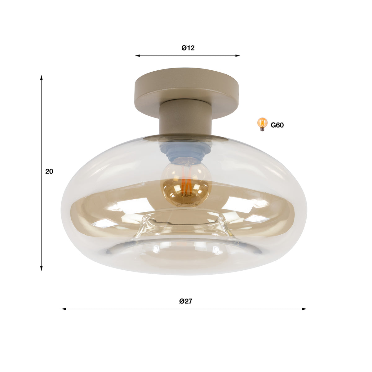 Plafondlamp Soll 1-lichts / Beige