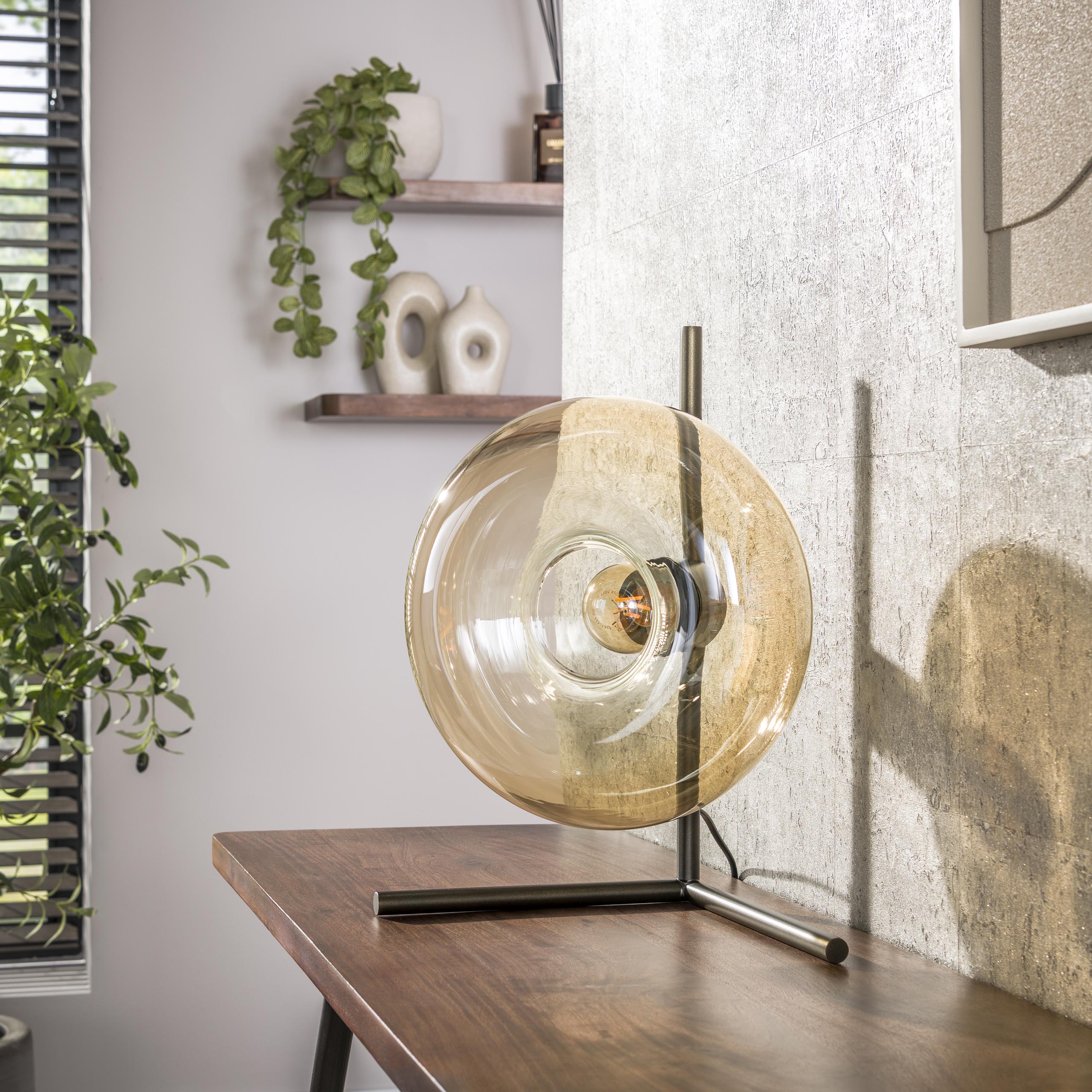 Tafellamp Soll 1 Lichts Amber Glas