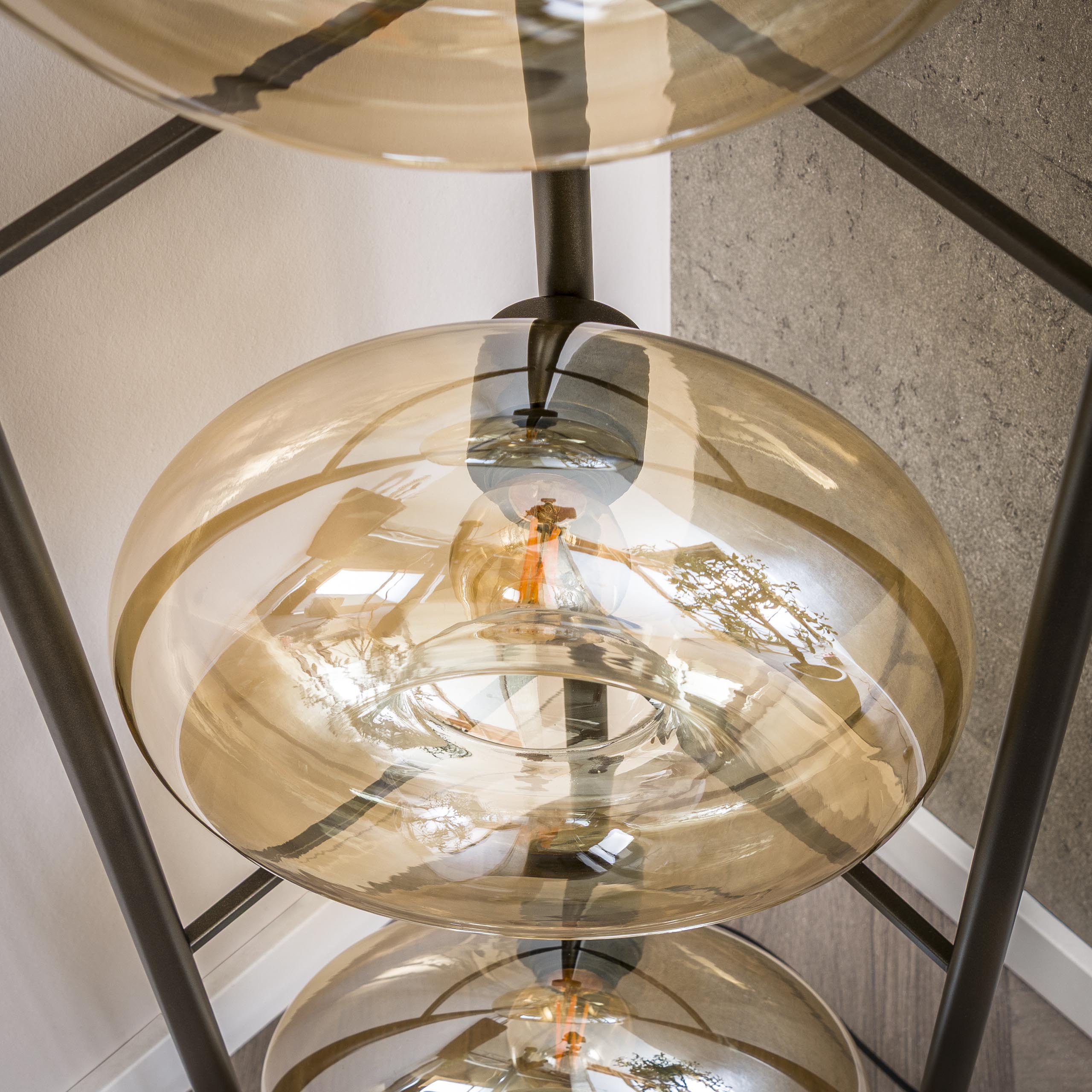 Vloerlamp Soll 4 Lichts Amber Glas