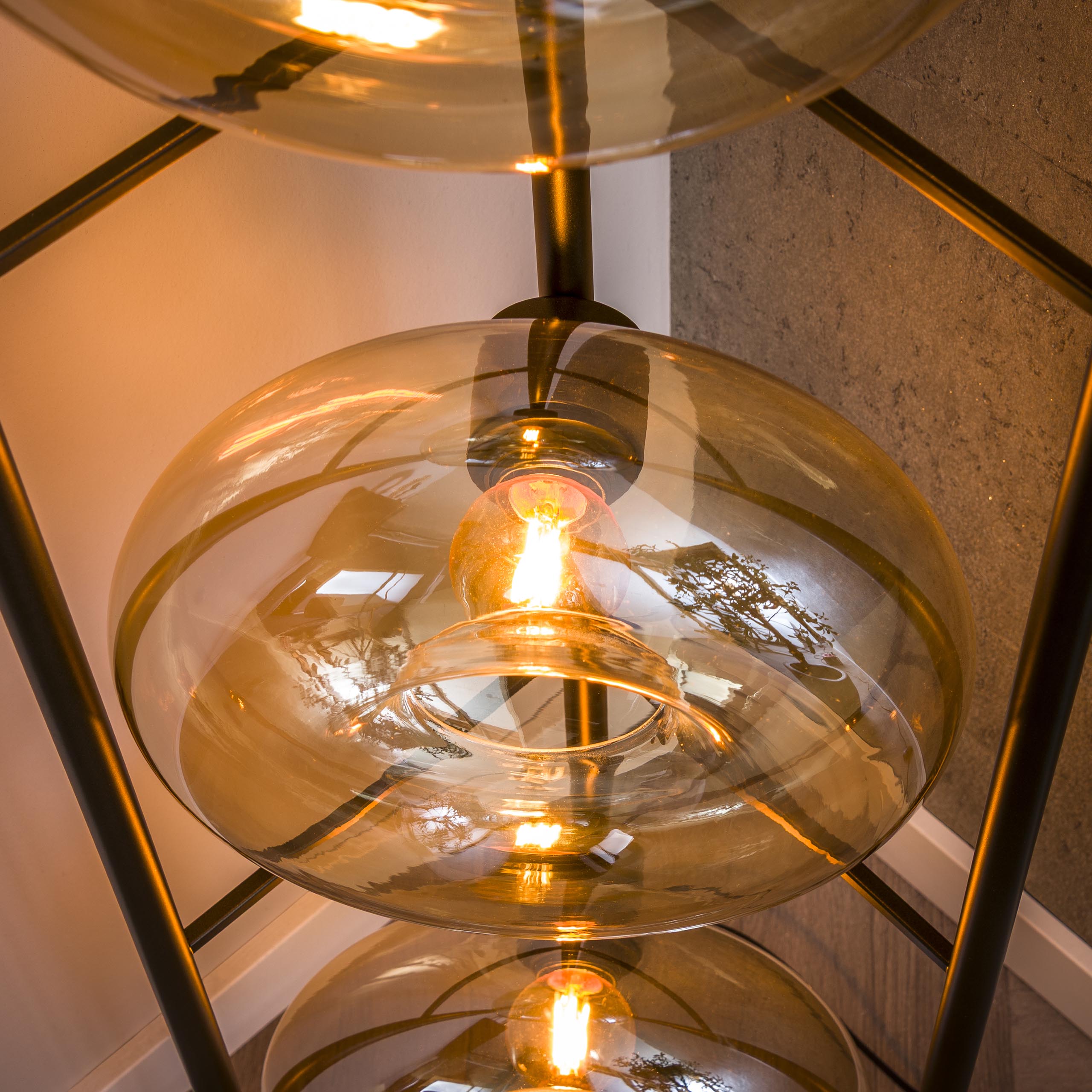 Vloerlamp Soll 4 Lichts Amber Glas