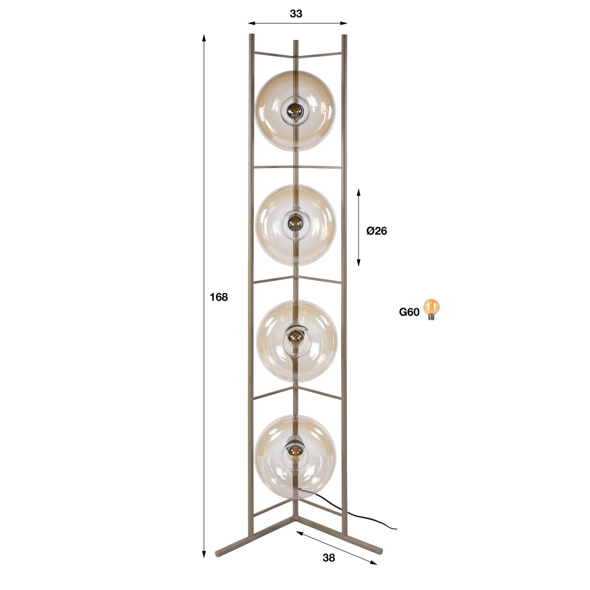Vloerlamp Soll 4-lichts / Beige