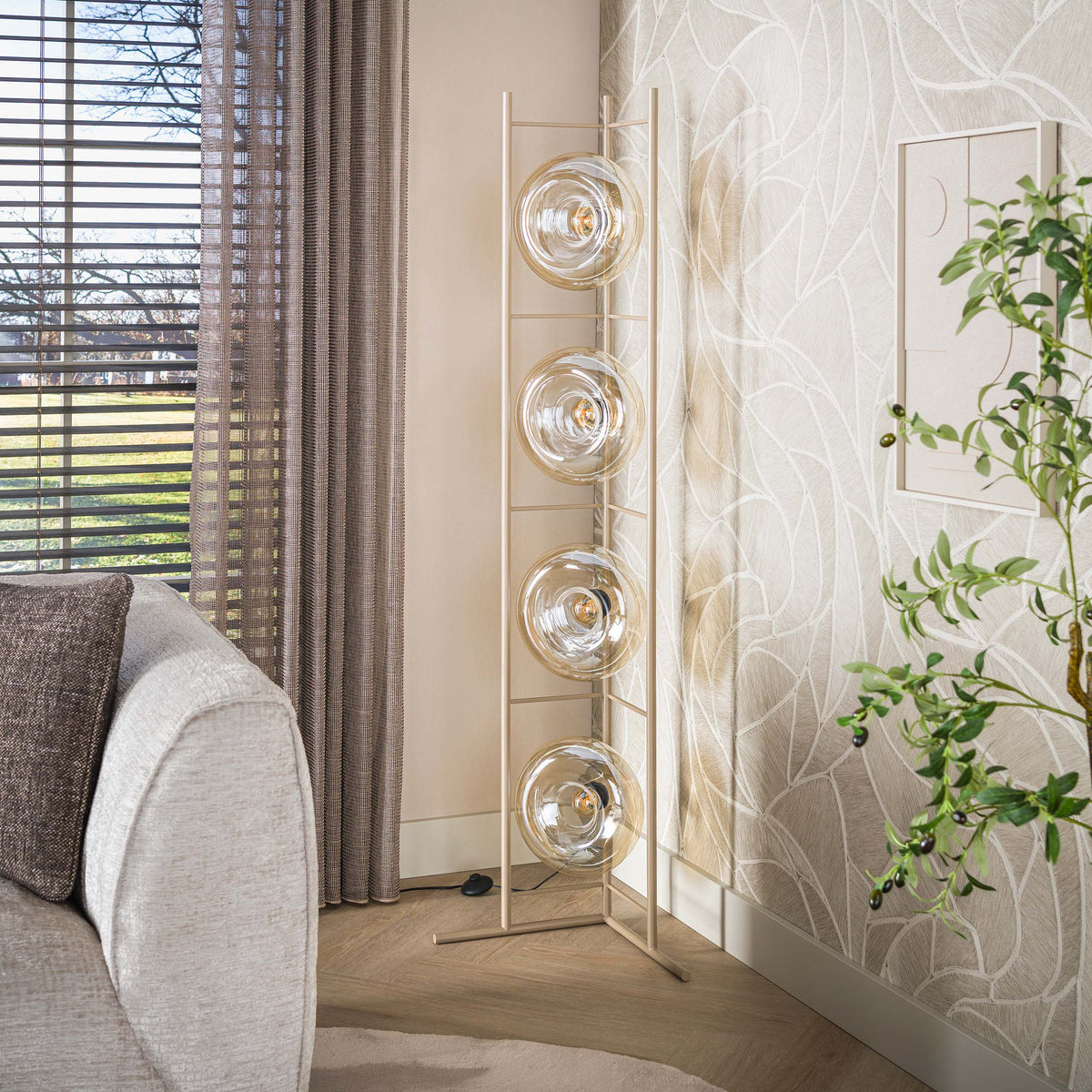 Vloerlamp Soll 4-lichts / Beige