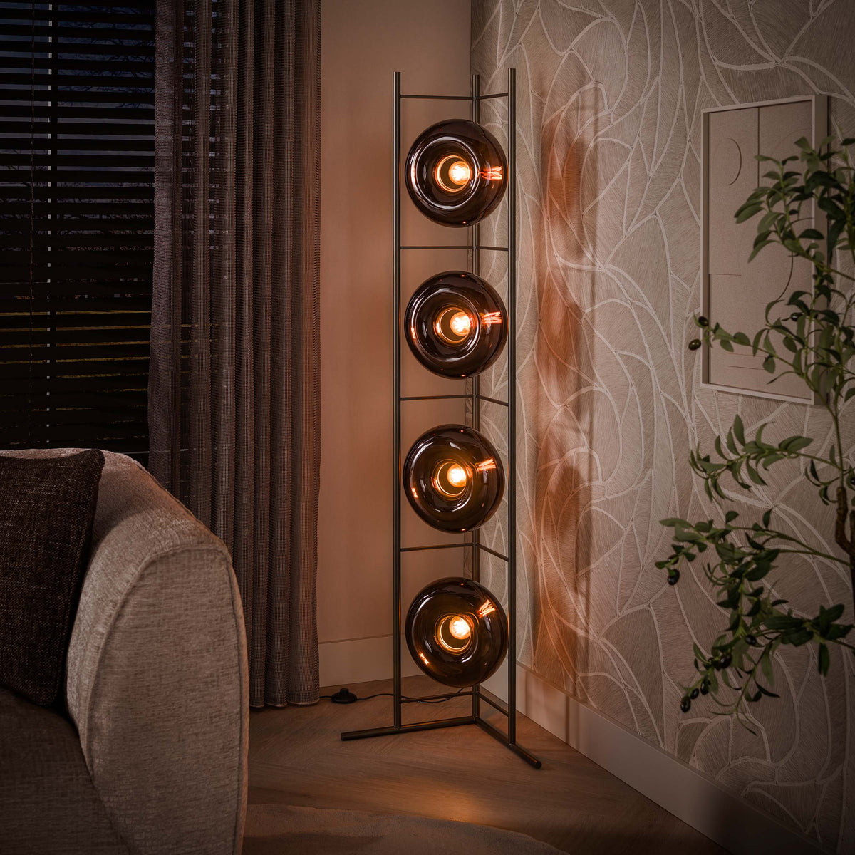 Vloerlamp Soll 4-lichts / Sienna bruin