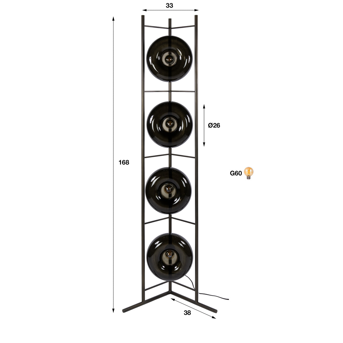 Vloerlamp Soll 4-lichts / Sienna bruin