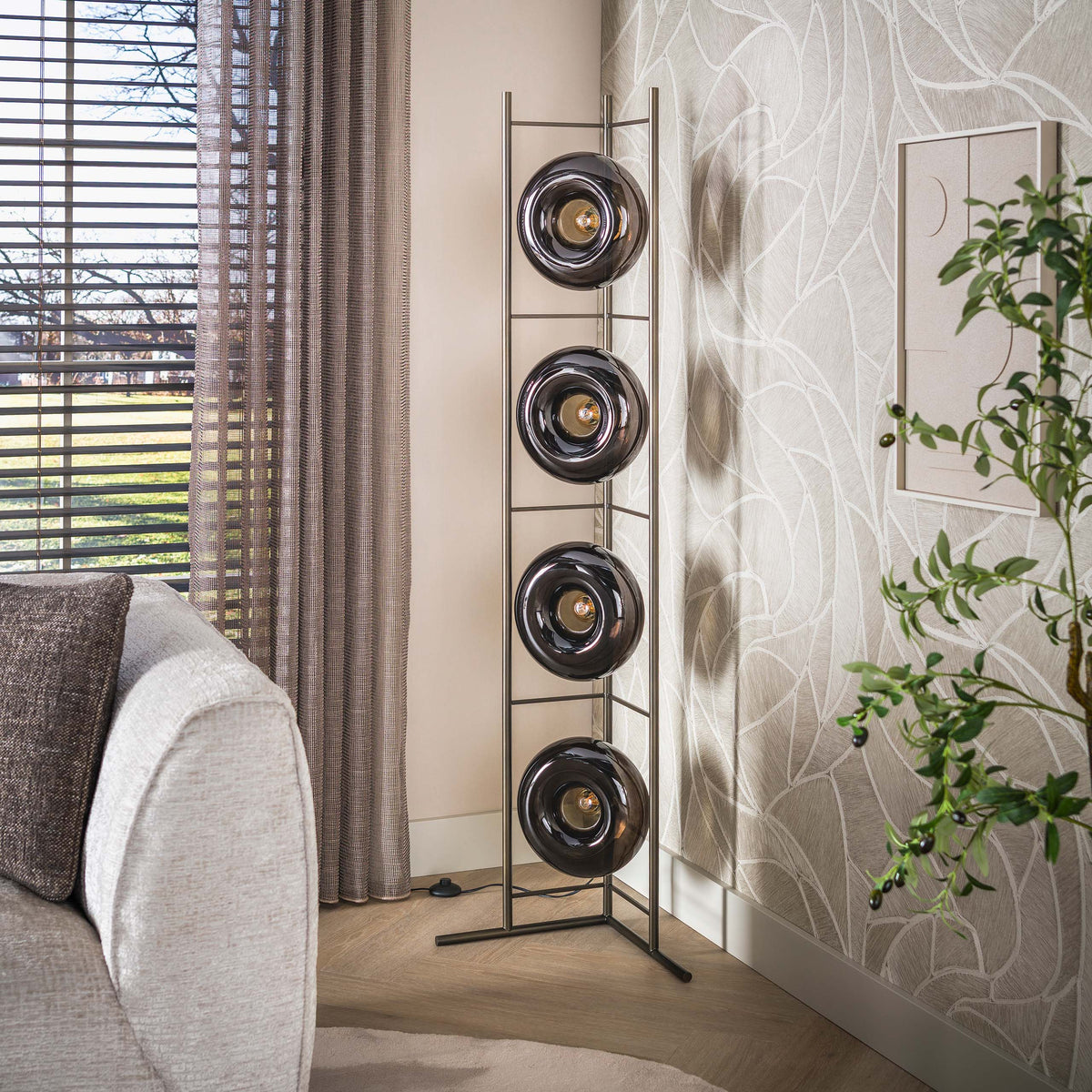 Vloerlamp Soll 4-lichts / Sienna bruin