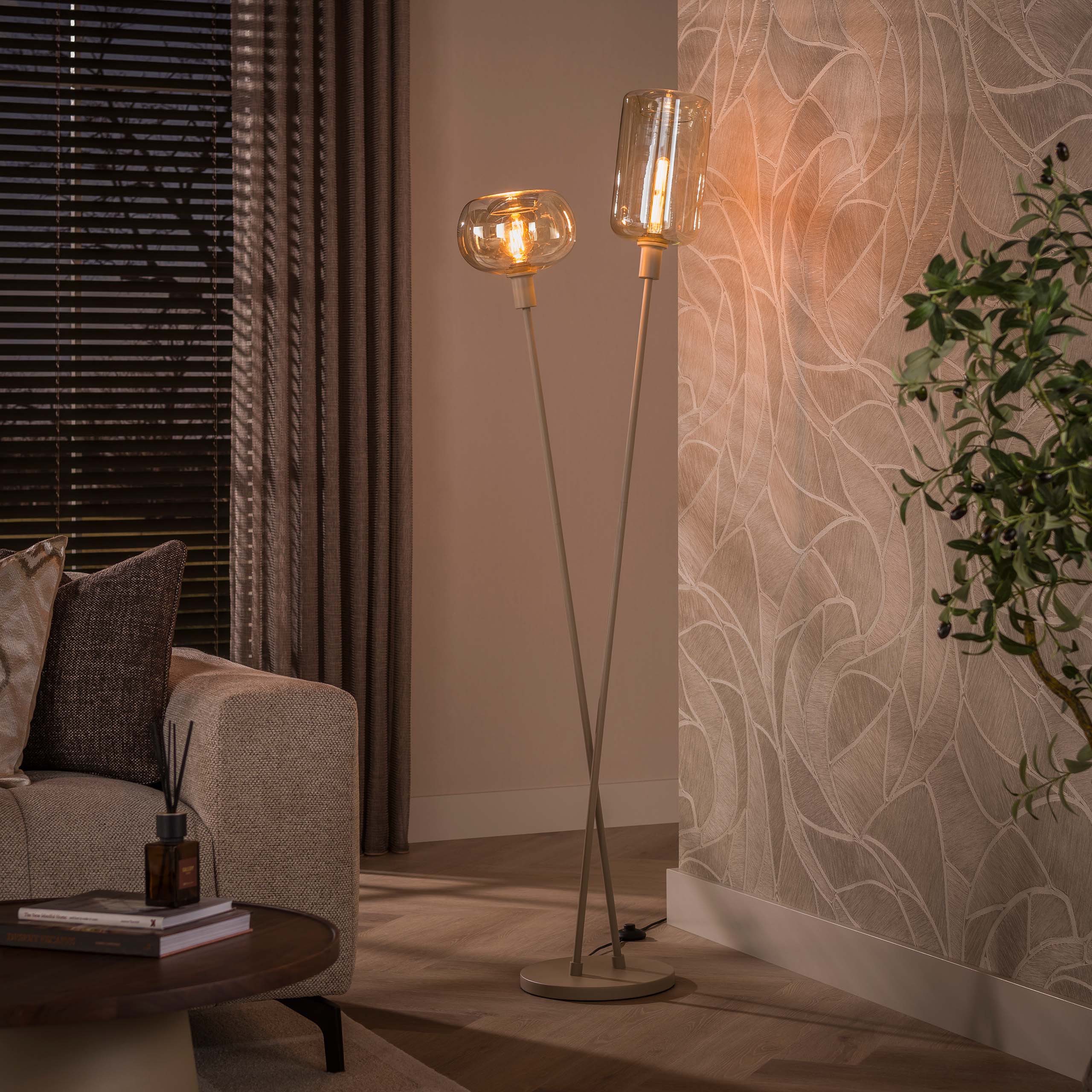 Vloerlamp Serene 2-lichts / Beige