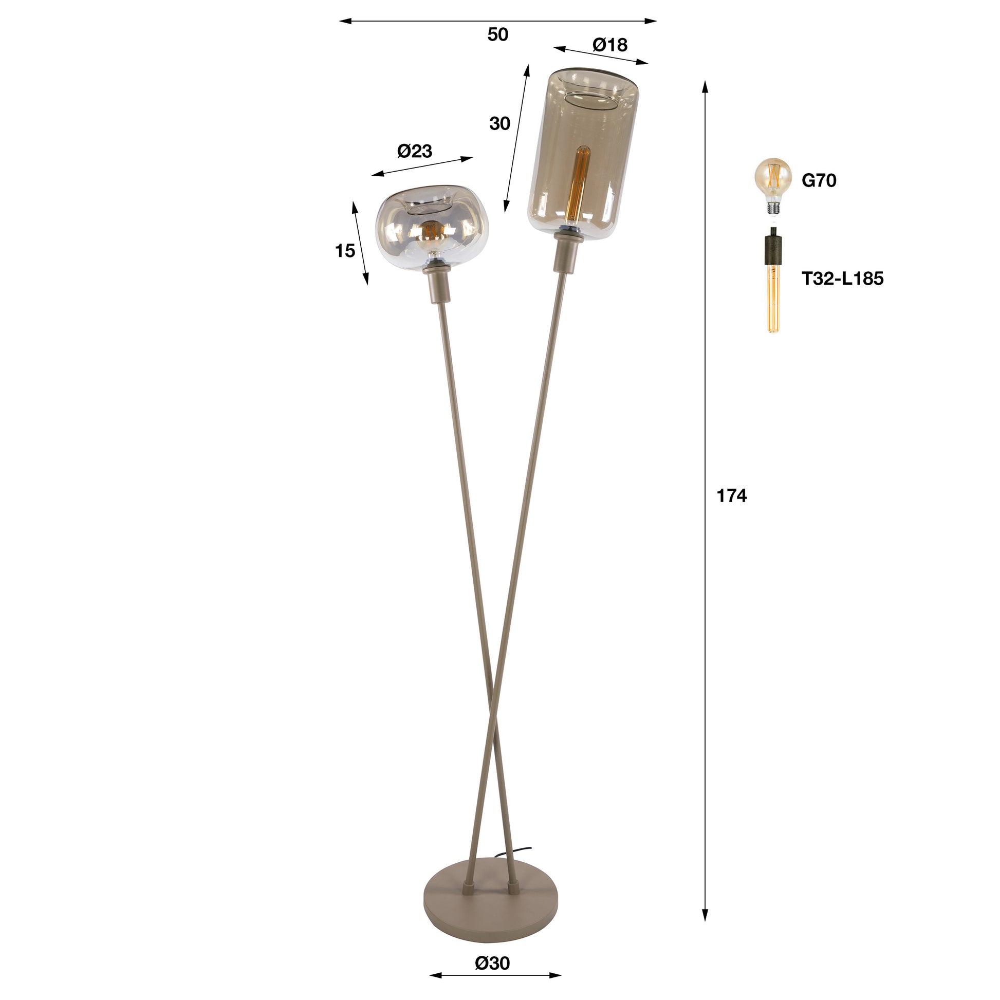 Vloerlamp Serene 2-lichts / Beige