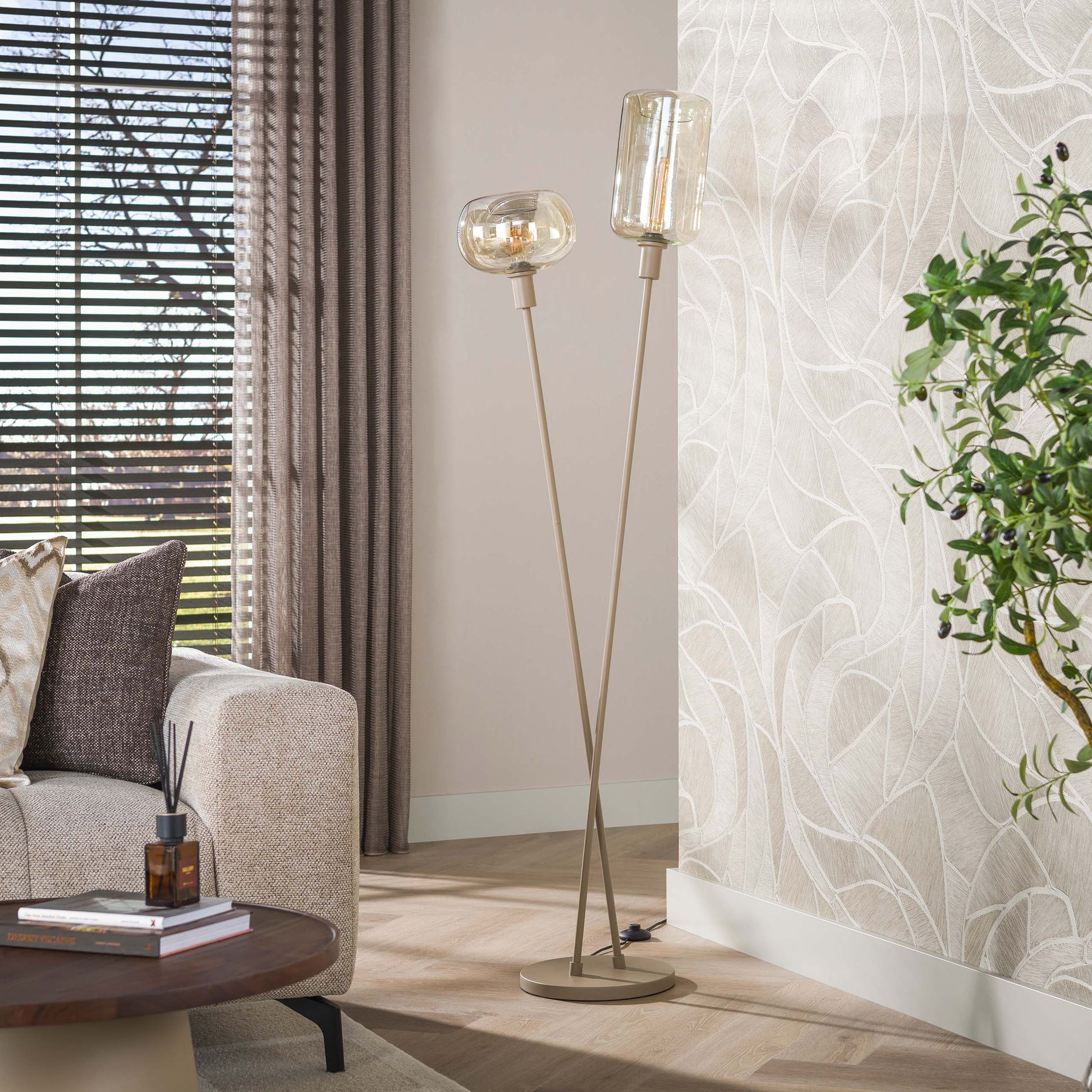 Vloerlamp Serene 2-lichts / Beige