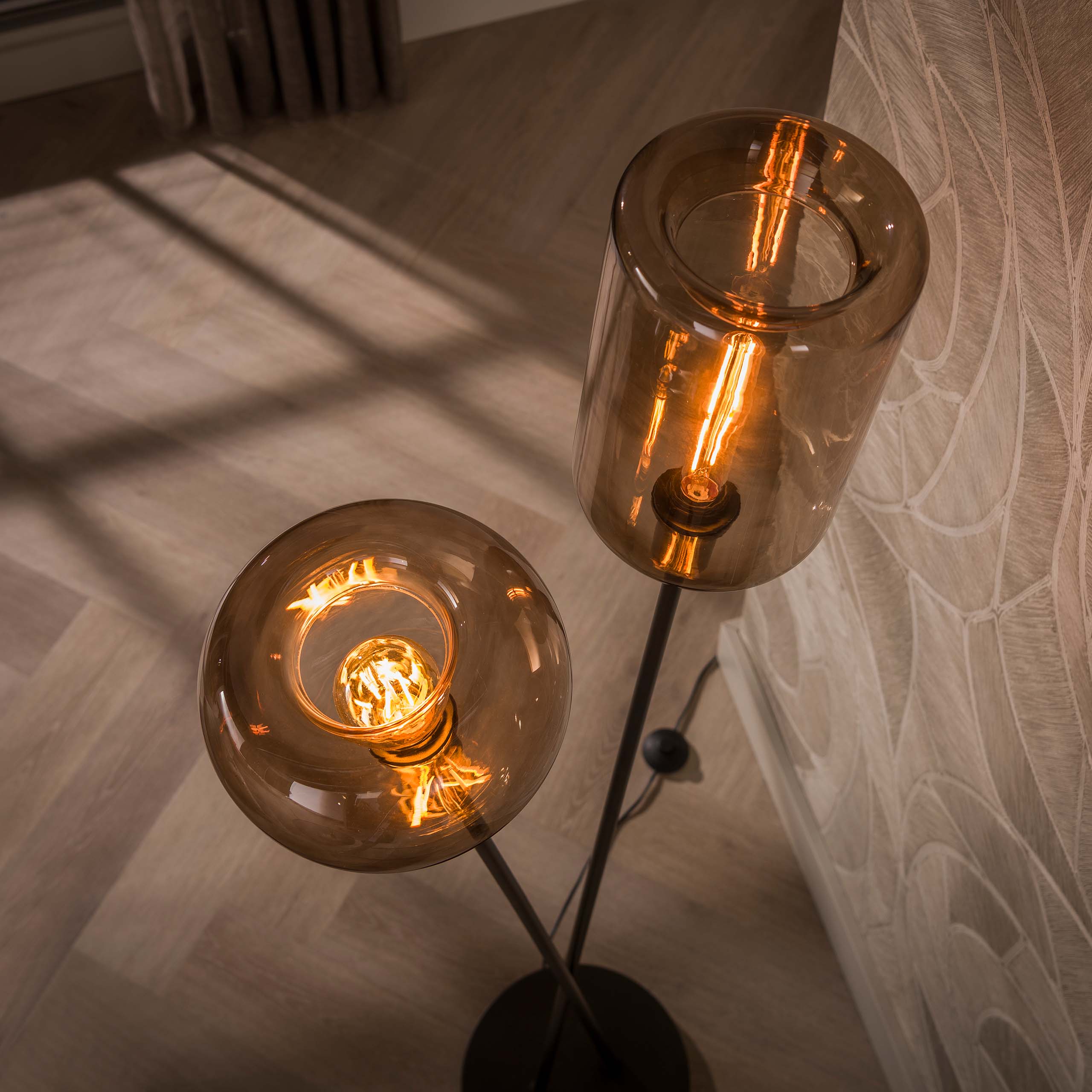 Vloerlamp Serene 2-lichts / Sienna bruin