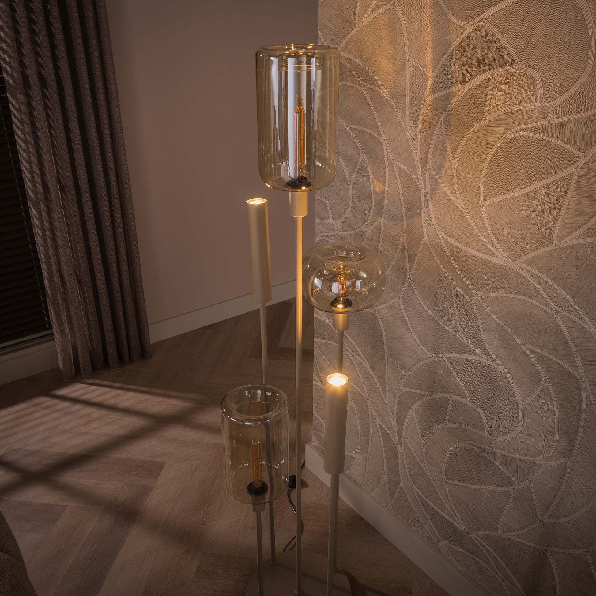 Vloerlamp Serene switch getrapt 2+3-lichts / Beige